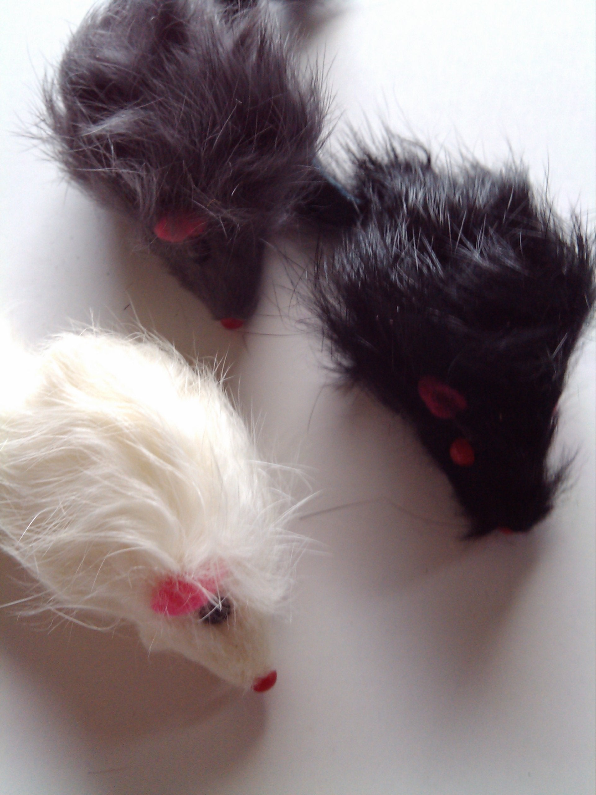 Fur Mouse Cat Toy - 5 Pak - Long Hair Mixed Colors