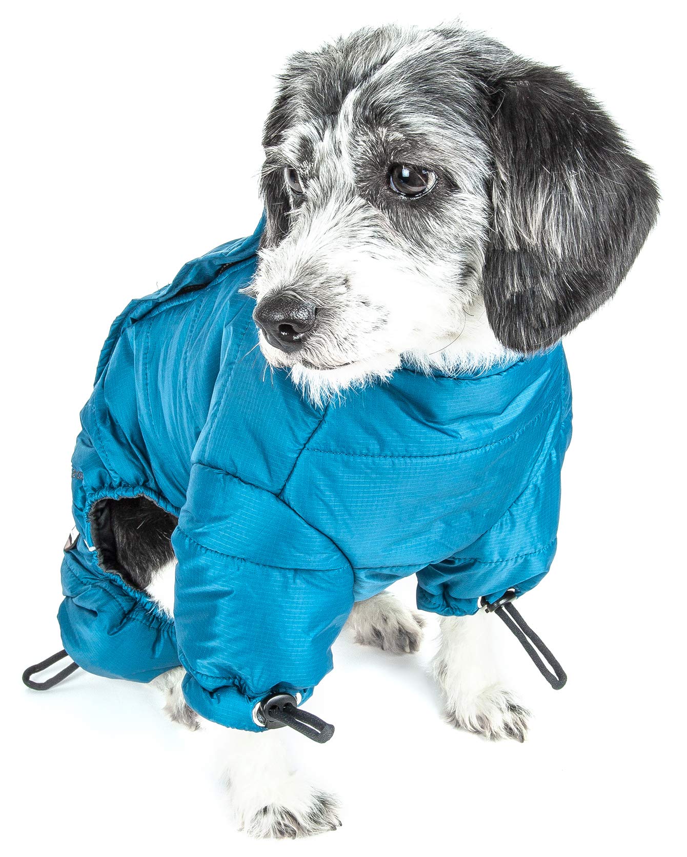 DOGHELIOS 'Thunder-Crackle' Full-Body Bodied Waded-Plush Adjustable and 3M Reflective Pet Dog Jacket Coat w/ Blackshark Technology, Small, Blue Wave