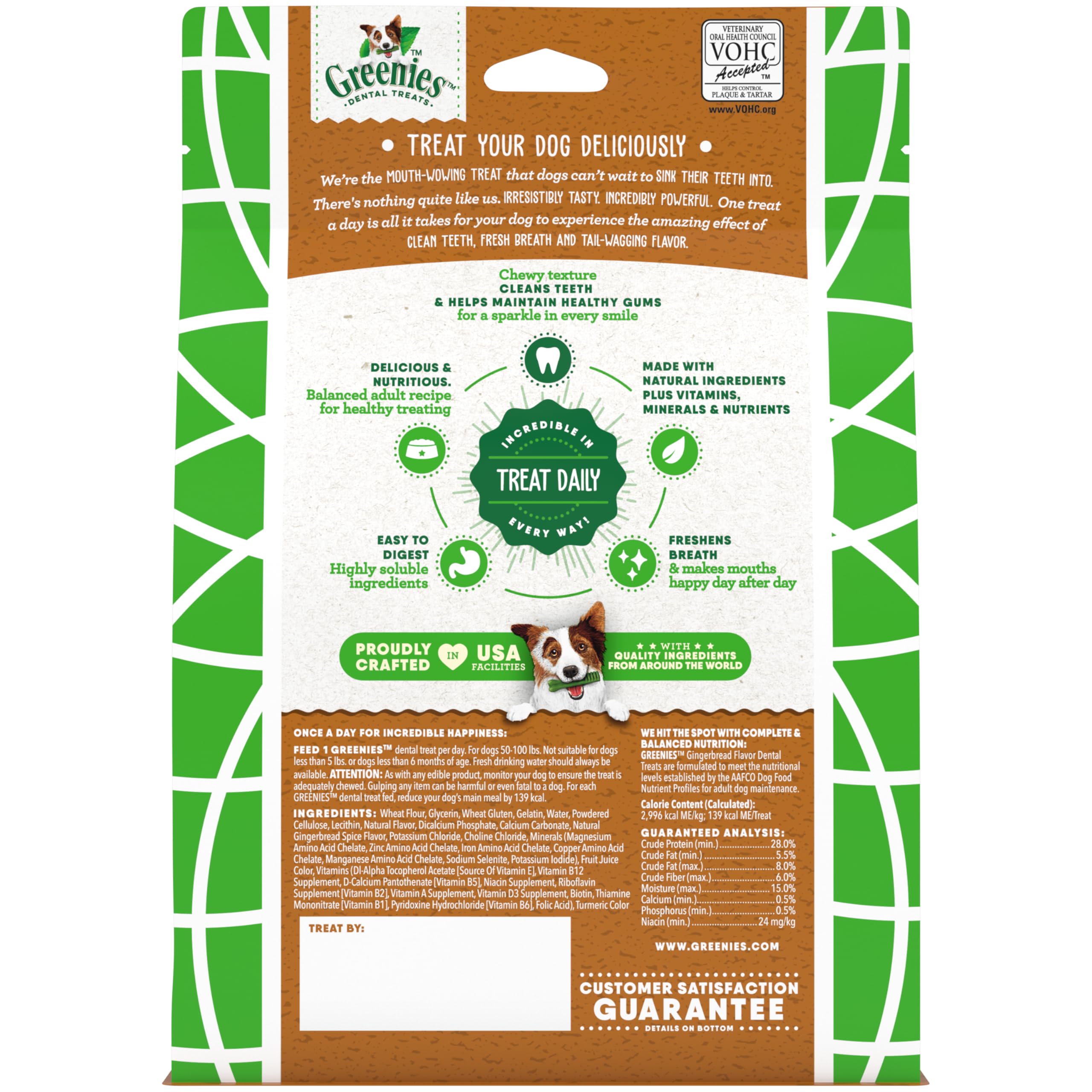 Greenies Large Dental Dog Treats, Gingerbread Flavor, Limited Edition, 12 oz. Pack (8 Treats)