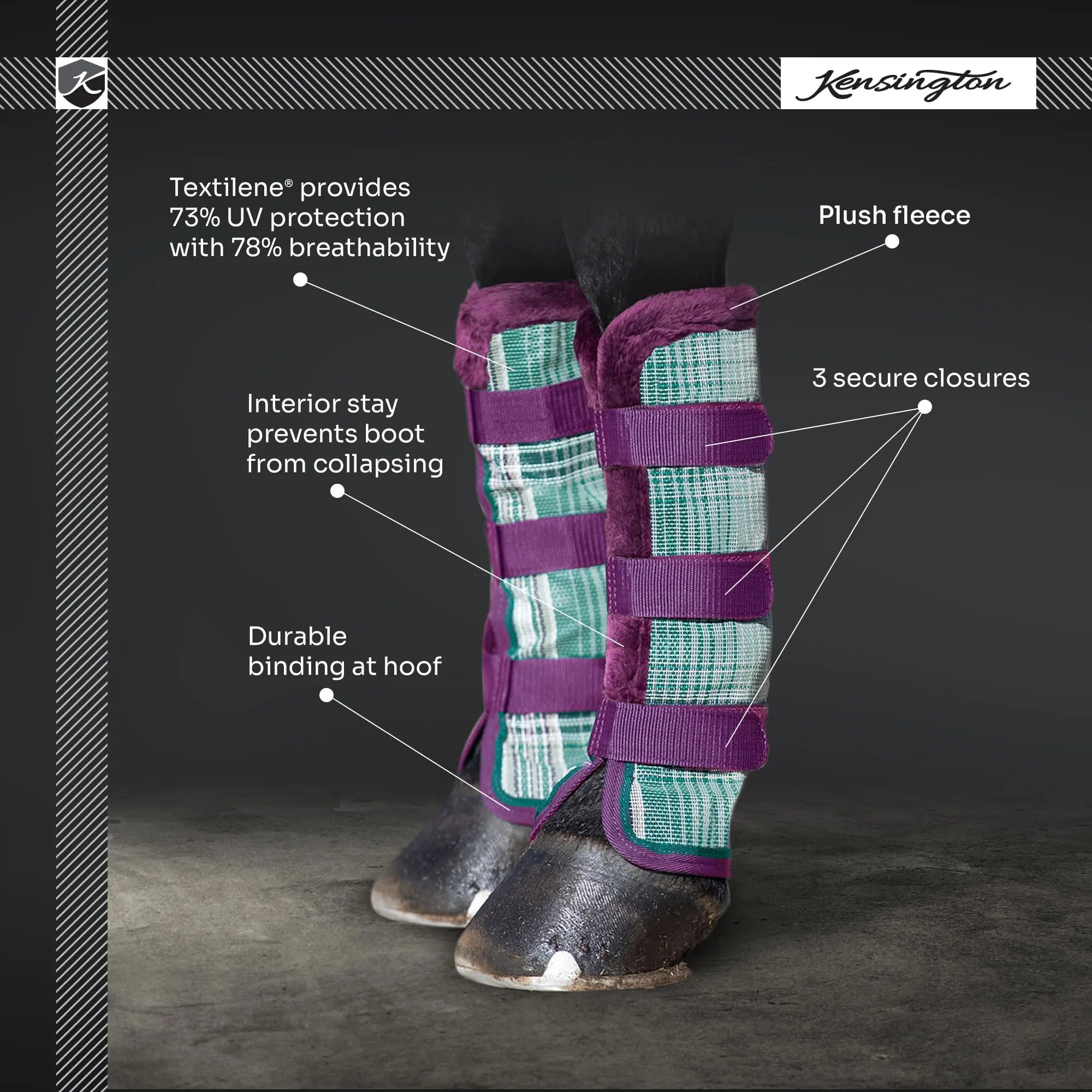 Kensington Protective Fly Boots (Pair) Size:M-Small Horse Color: 2021 - Atlantis