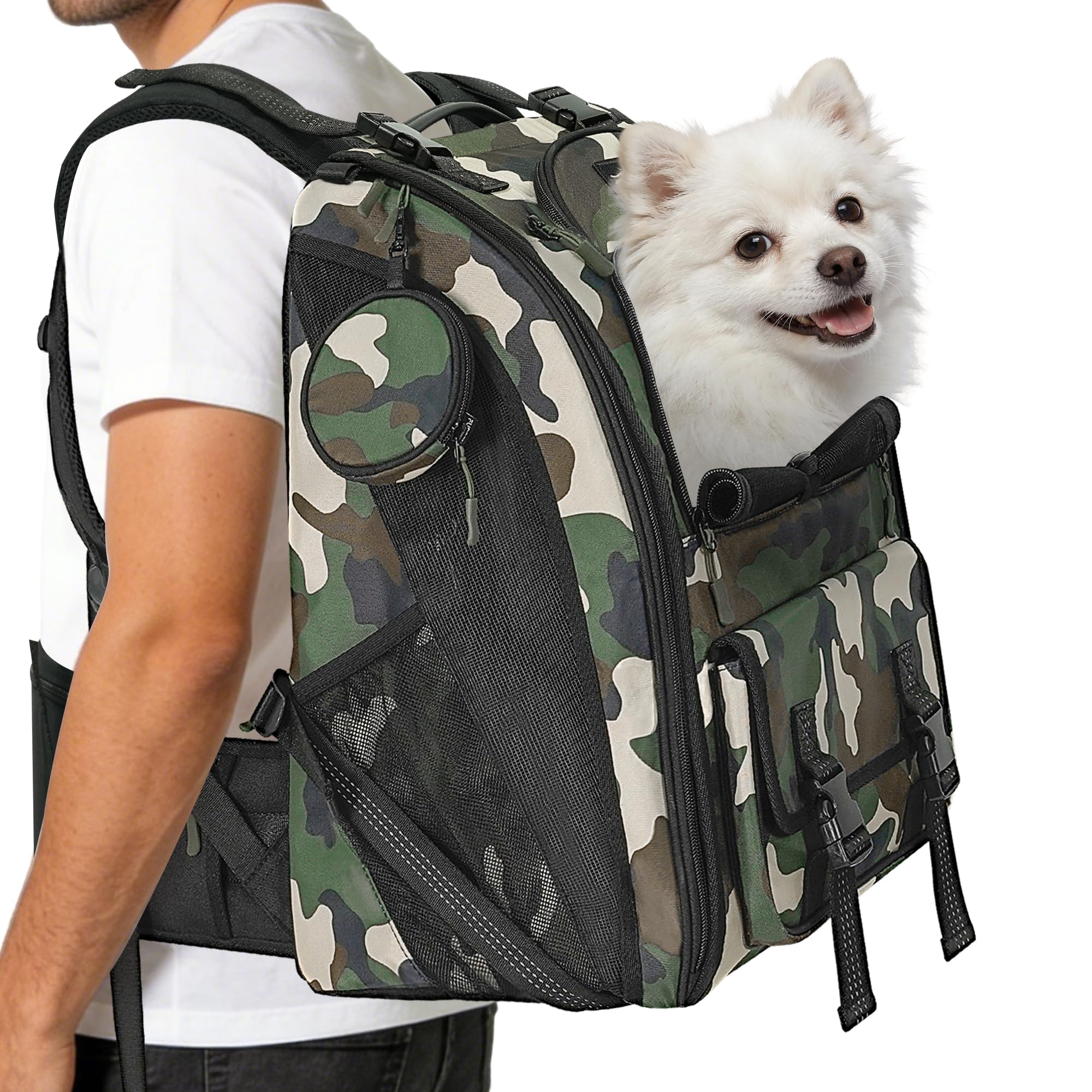 Aimease Dog Carrier Backpack for Medium Dogs up to 22 IBS, Dog Hiking Backpacks with Multi Compartment Storage & Adjustable Stra