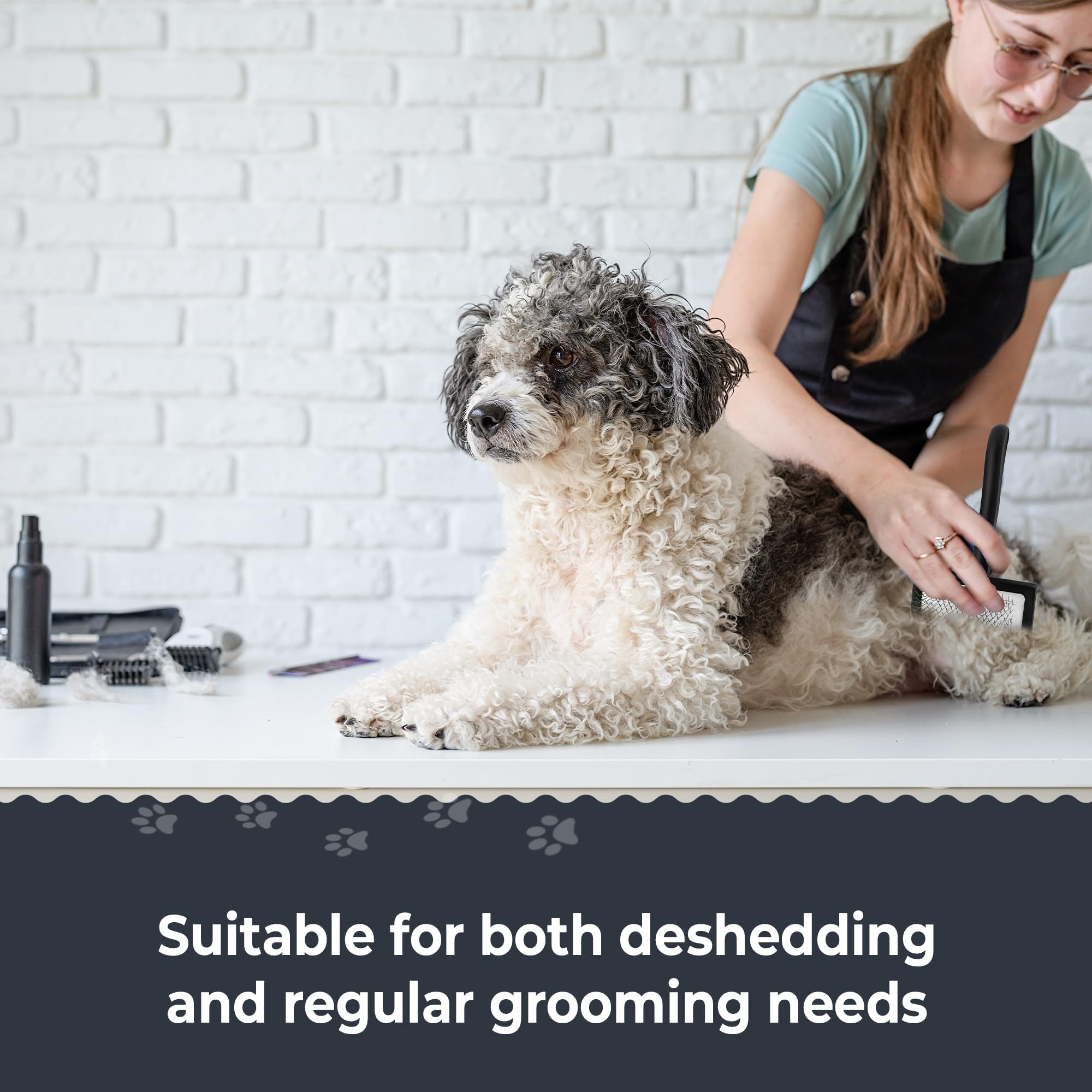 Slicker Brush For Goldendoodles And Long Haired Dogs Black Finish Long Stainless Steel Pins For Detangling And Dematting Groomin
