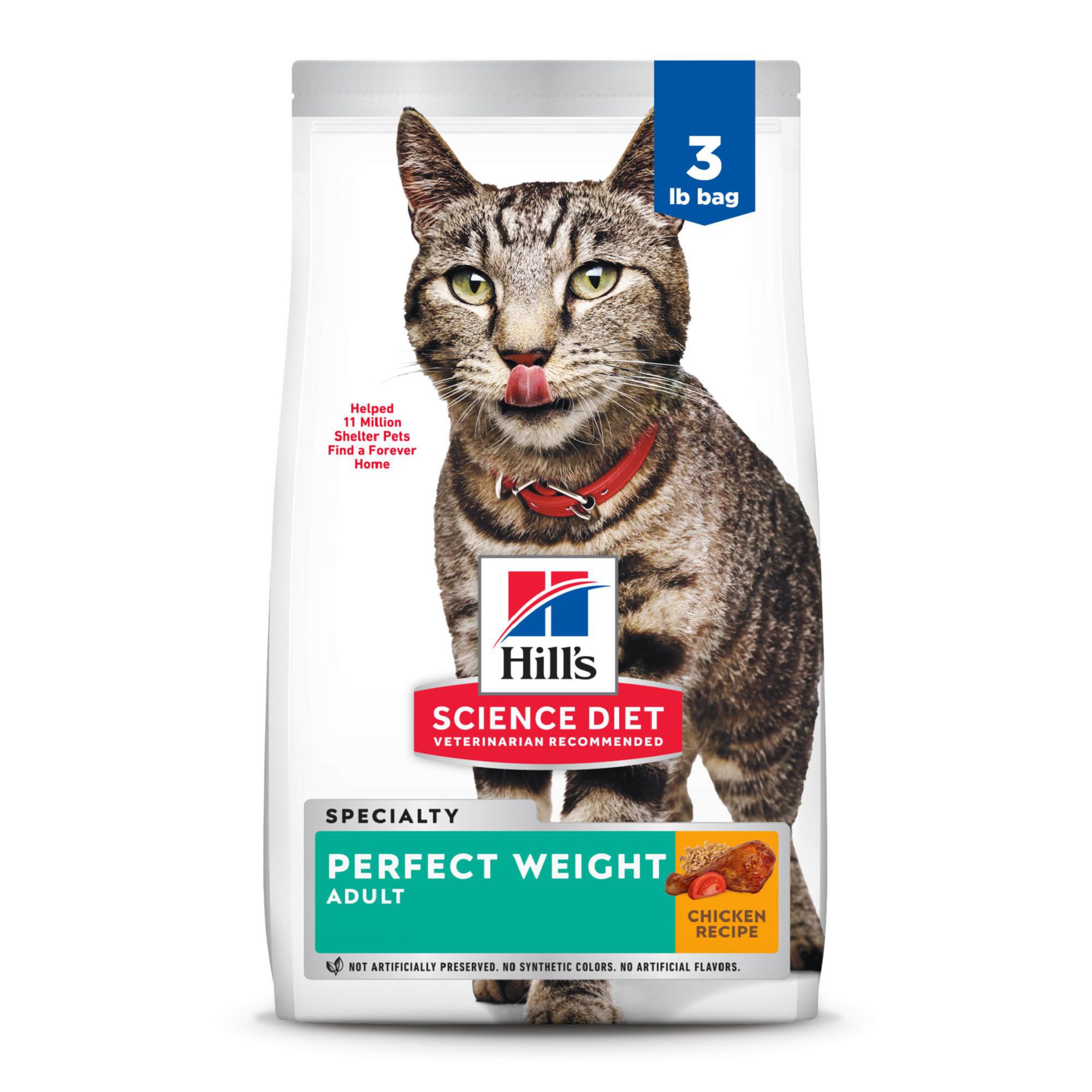 Hills Science Diet Dry Cat Food, Adult, Perfect Weight for Healthy Weight & Weight Management, Chicken Recipe, 3 lb. Bag