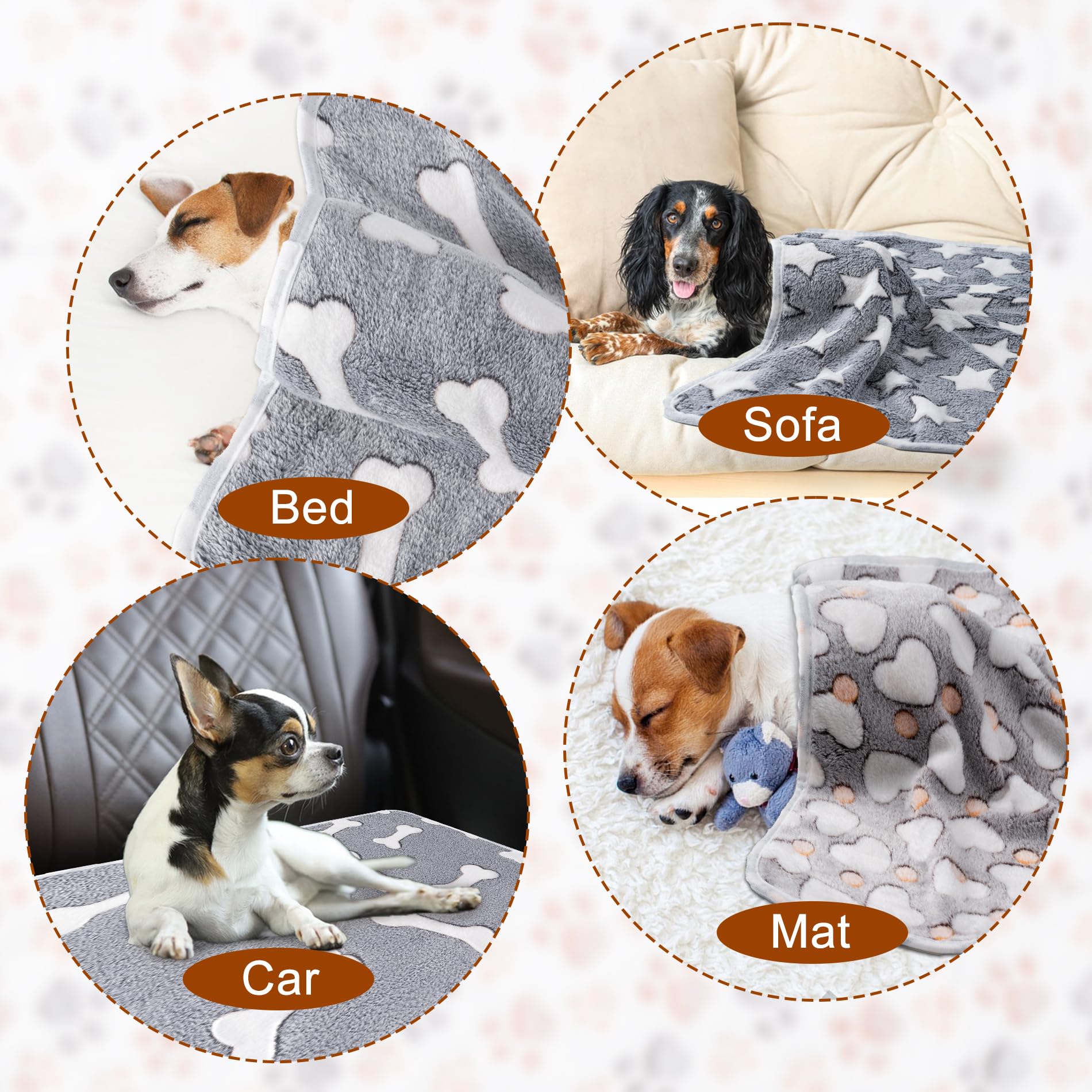 1 Pack 3 Blankets Super Soft Fluffy Premium Fleece Pet Blanket Flannel Paw Printed Throw For Dog Puppy Cat (Small 23X16'', Star,