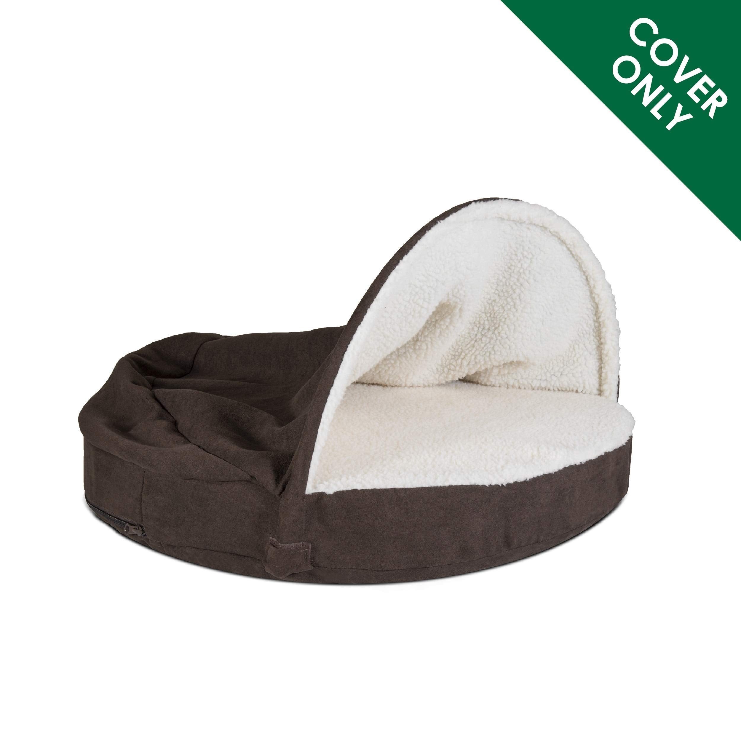 Furhaven Dog Bed Cover Sherpa & Suede, Machine Washable, 26-inch, Espresso, Model CVR-95308031
