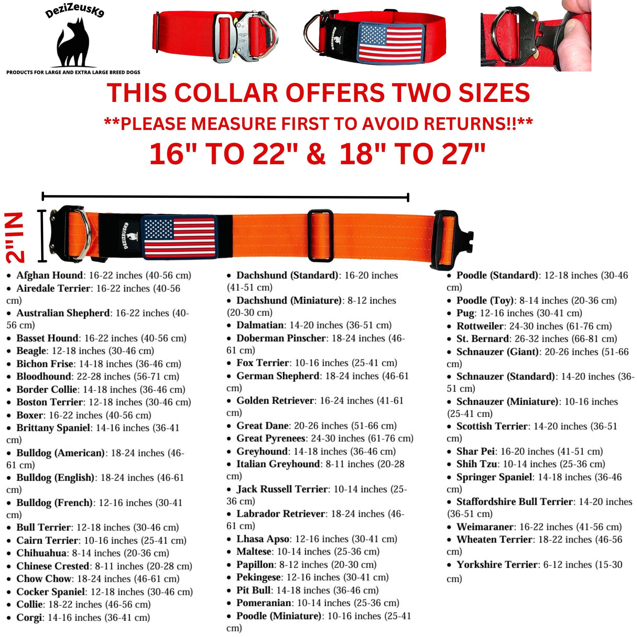 Tactical Dog Collar 2 Inch Wide Thick Heavy Duty Military Style With Metal Buckle, Adjustable For Medium - Large Breeds, Durable