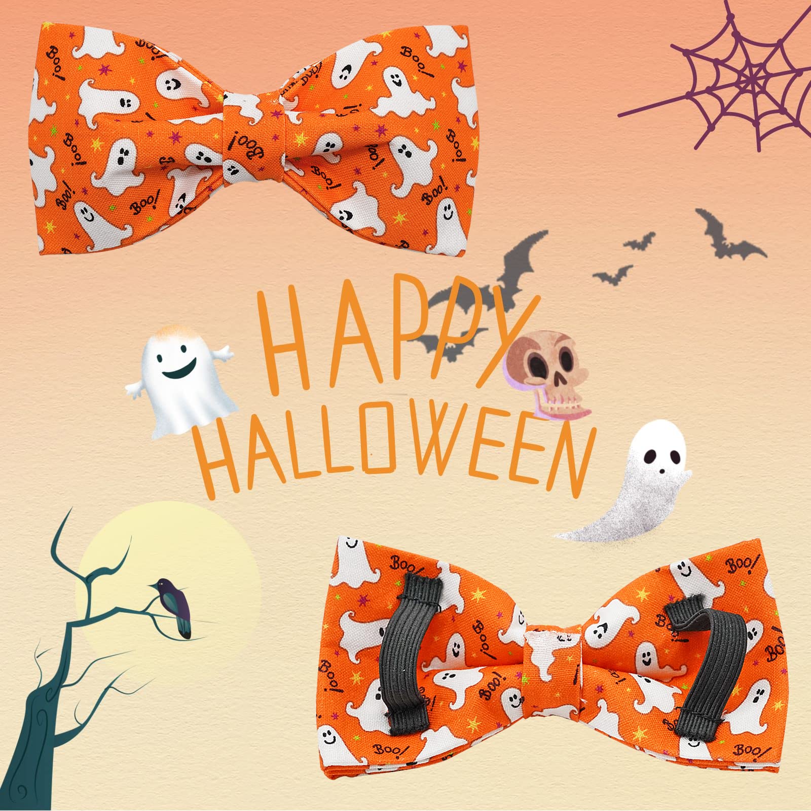 Lionheart Glory Halloween Dog Collars, Bowtie Dog Collar Heavy Duty Adjustable Fall Dog Collar For Small Dogs Collar Dog Bow Fem