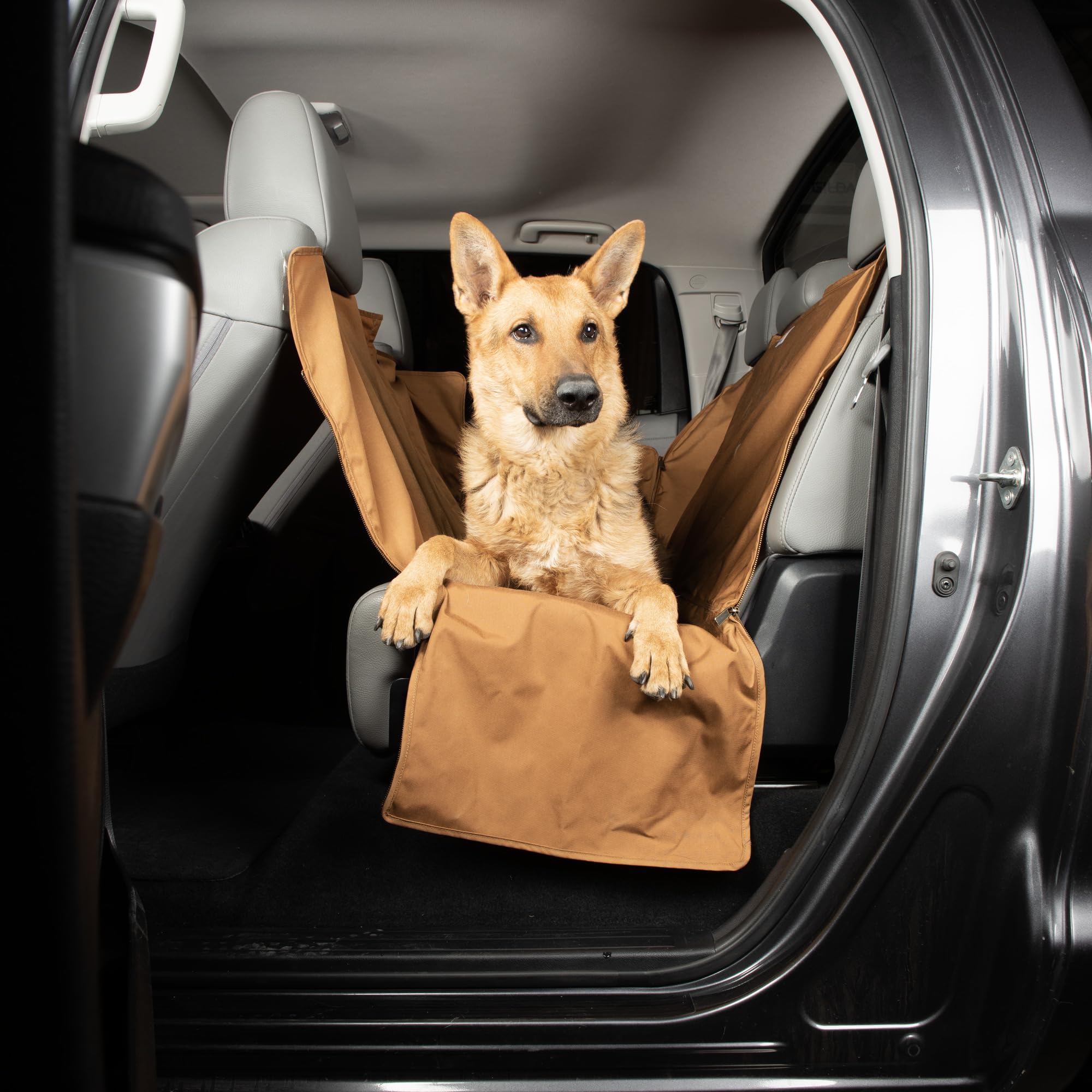 Carhartt Universal Fitted Nylon Duck Pet Hammock Car Seat Protector, Dog Back Seat Cover, Carhartt Brown