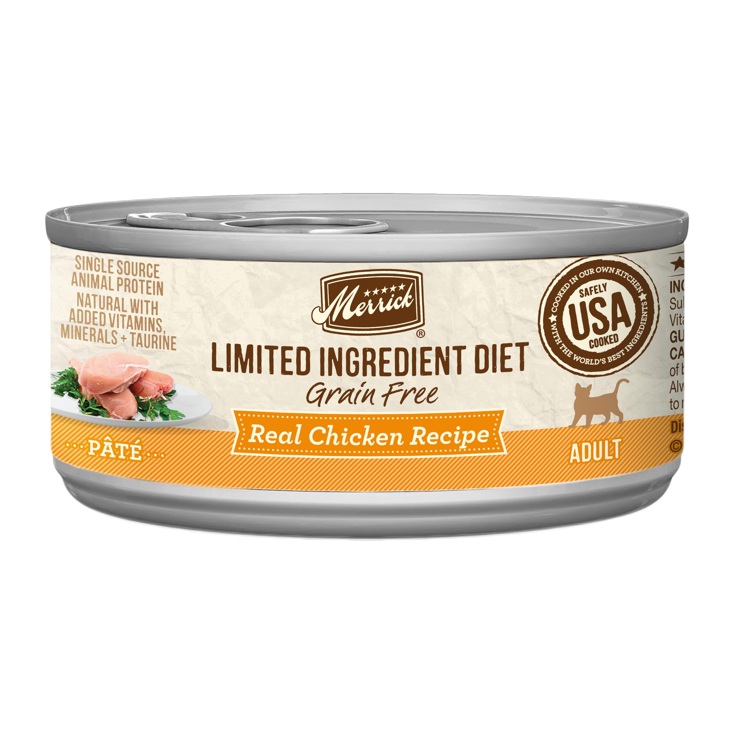 Merrick Limited Ingredient Diet Premium Grain Free And Natural Canned Pate Wet Cat Food, Chicken Recipe - (Pack of 24) 2.75 oz. 