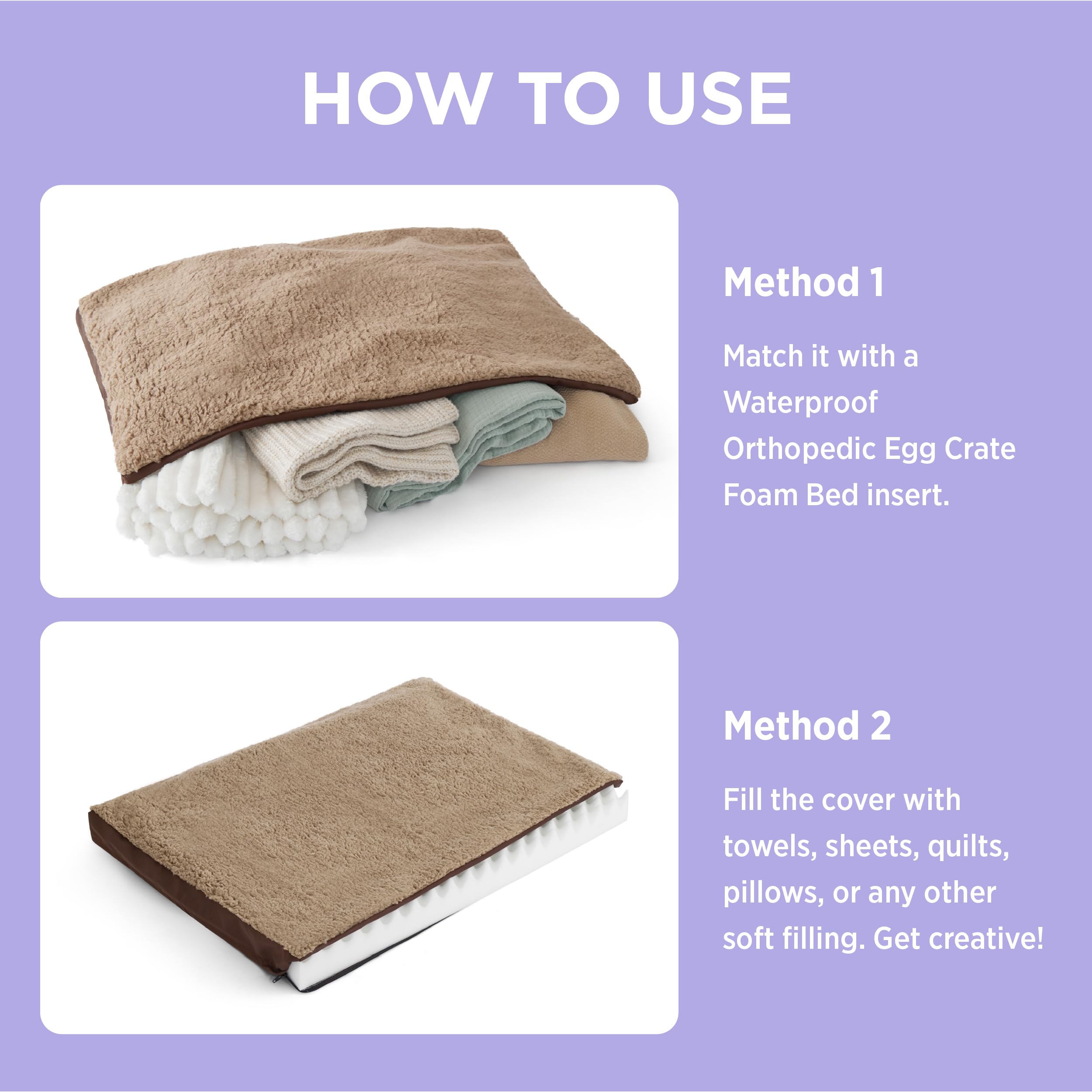 Lesure Dog Bed Cover Large Washable Replacement Cover For Orthopedic Pet Mat 36X27X3 Inches, Brown