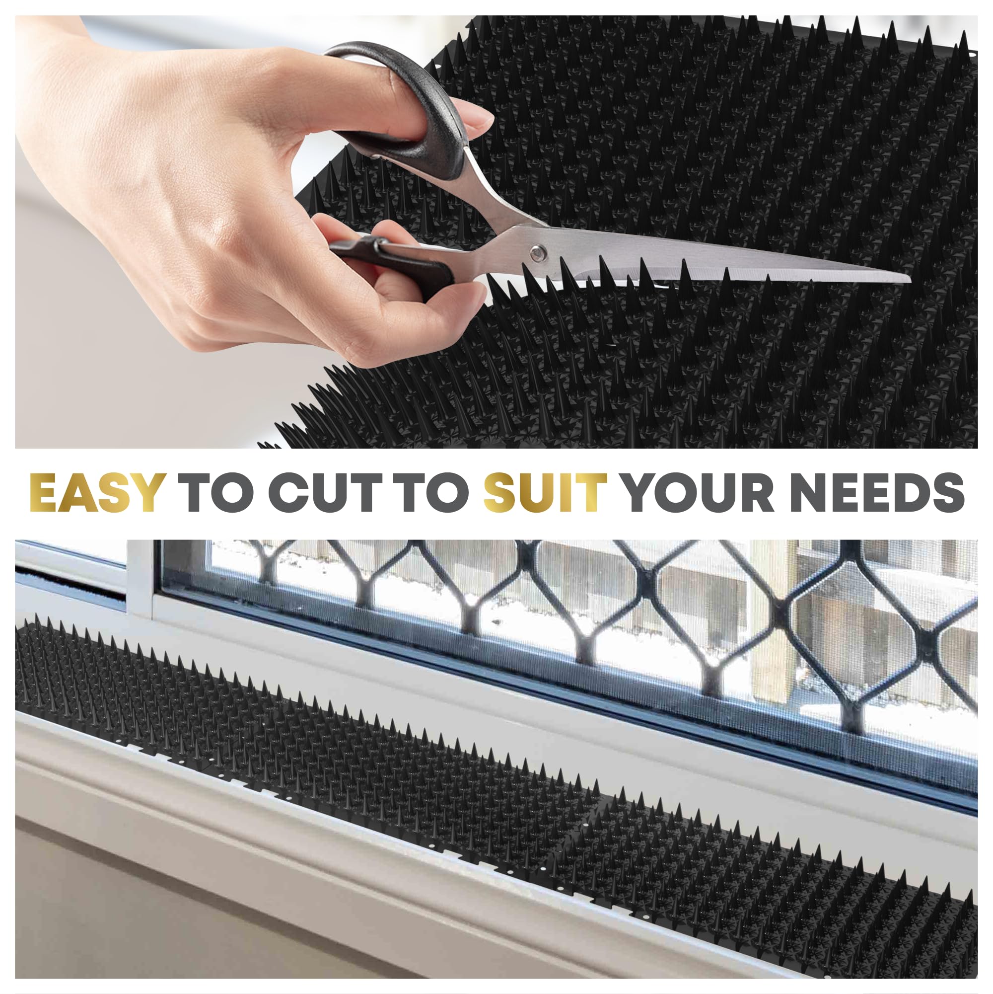 Petfolio 12 Pack Black Cat Spike Mat - 16' X 13' Scat Mat For Cats With 1' Spike Is A Perfect Cat Scat Mat For Indoor & Outdoor Cat Repellent To Deter Feral Cats & Dogs