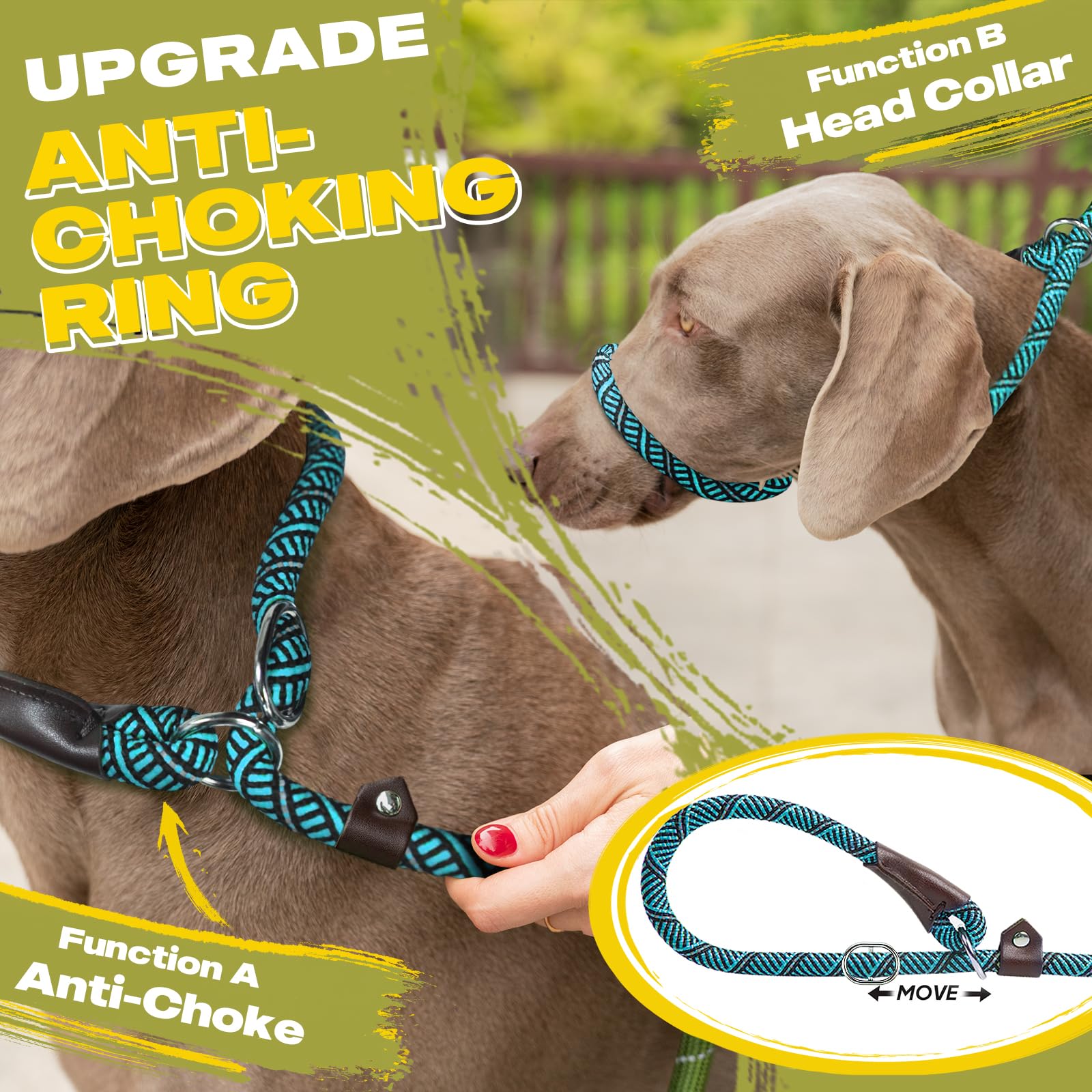 Fida Durable Slip Lead Dog Leash, 6 Ft X 1/2'' Heavy Duty Loop Comfortable Strong Rope Leash For Large, Medium Dogs, No Pull Pet