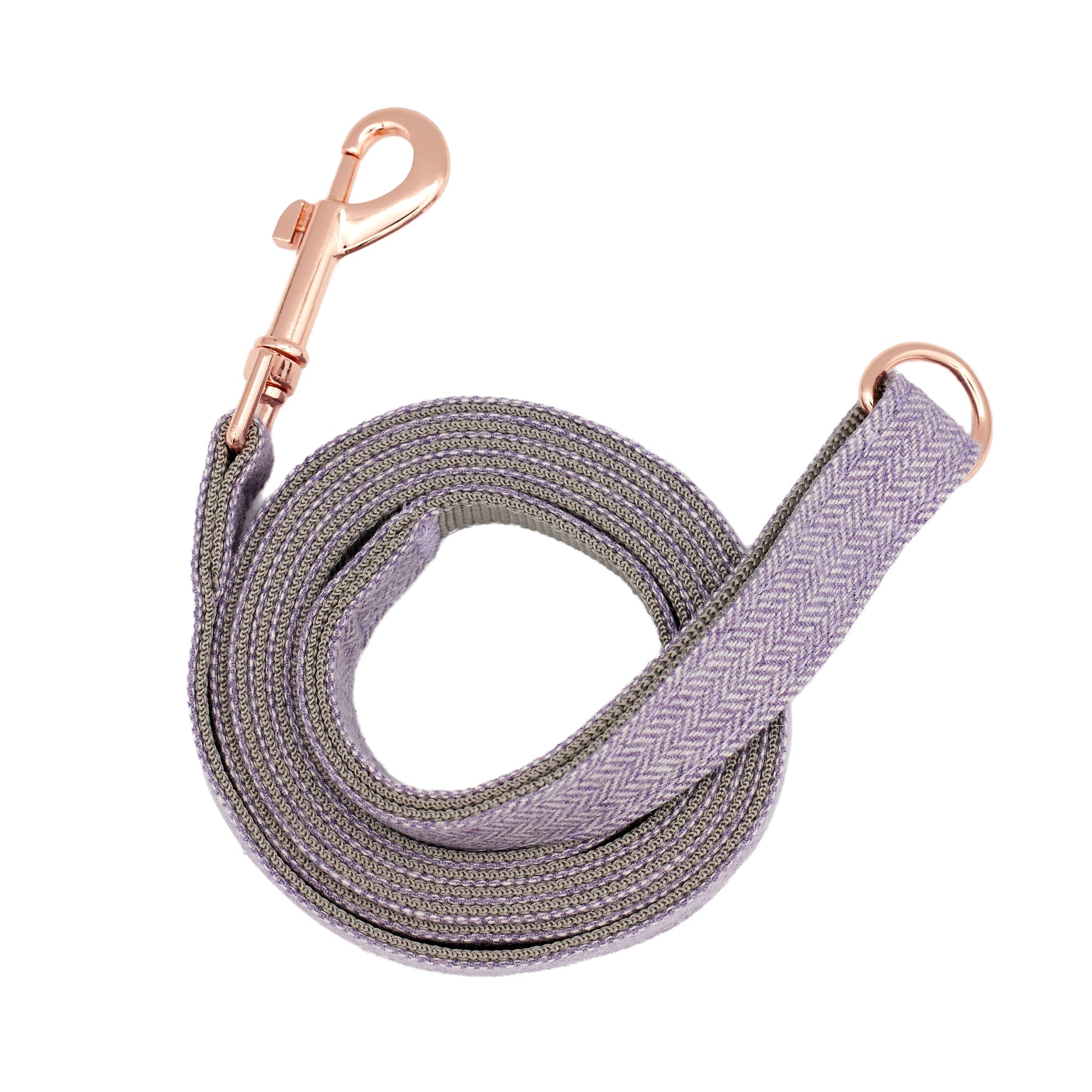 Rose Gold Collars And Leashes | Lavender Nylon Collars And Leashes W/Rose Gold Buckles (Leash)