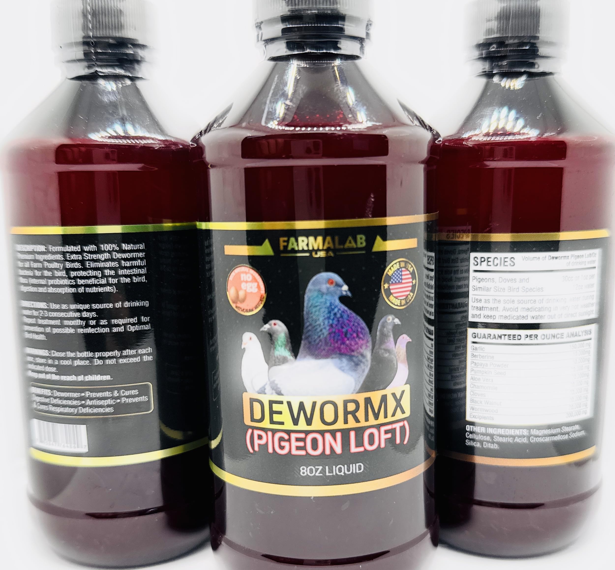 Farmalab Natural Dewormer No Withdraw Hens, Ducks, Roosters, Turkeys, Goose, Parakeets, Cockatiels, Lovebirds, Finches, Quakers,