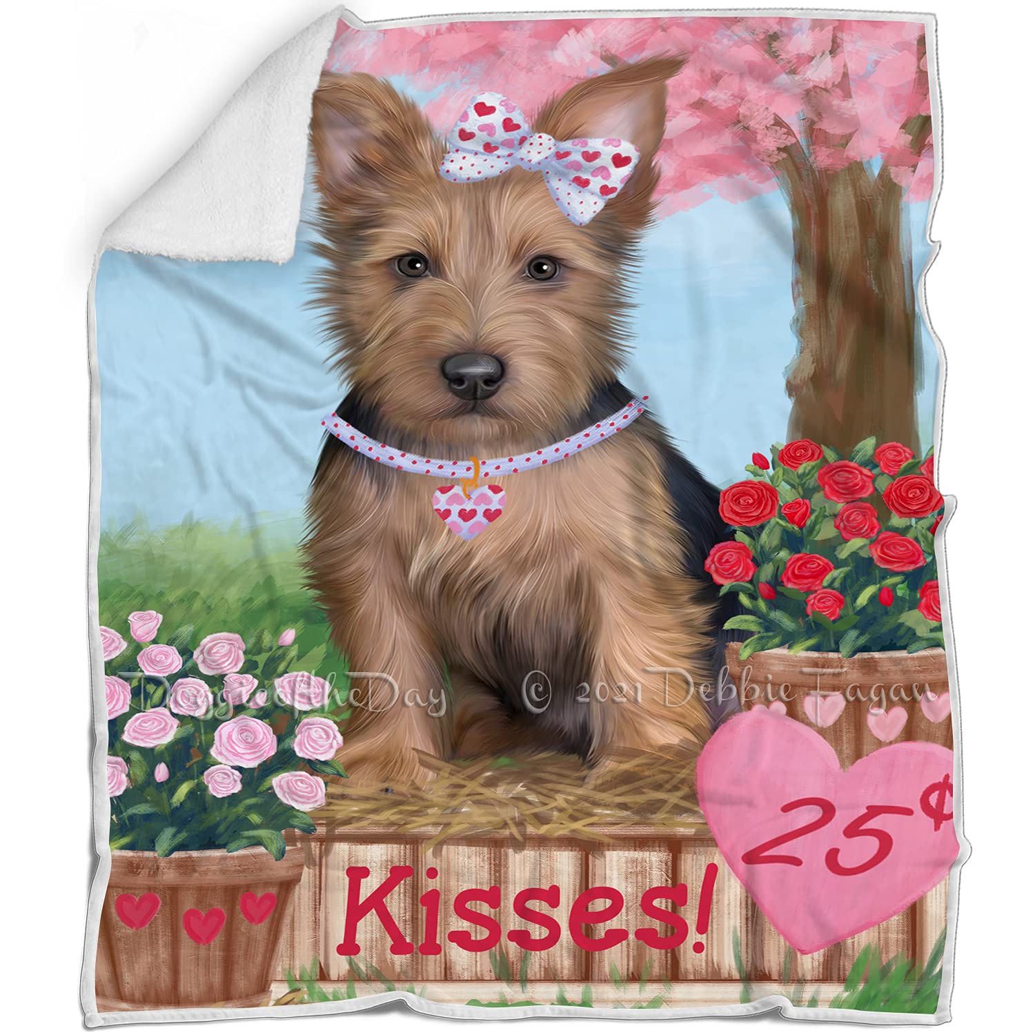 Rosie 25 Cent Kisses Australian Terrier Dog Blanket  Lightweight Soft Cozy and Durable Bed Blanket  Animal Theme Fuzzy Blanket