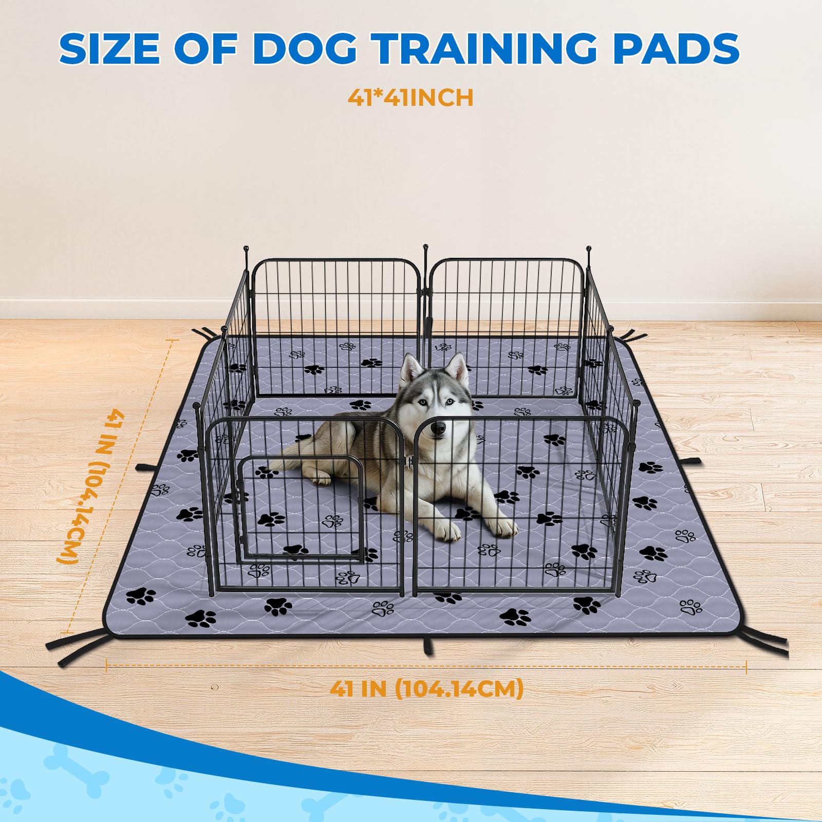 Fostanfly Washable Pee Pads For Dogs, 2 Pack 41''X41'', Ultra-Absorbent Leak-Proof Non-Slip Reusable Potty Training Pads For Dog