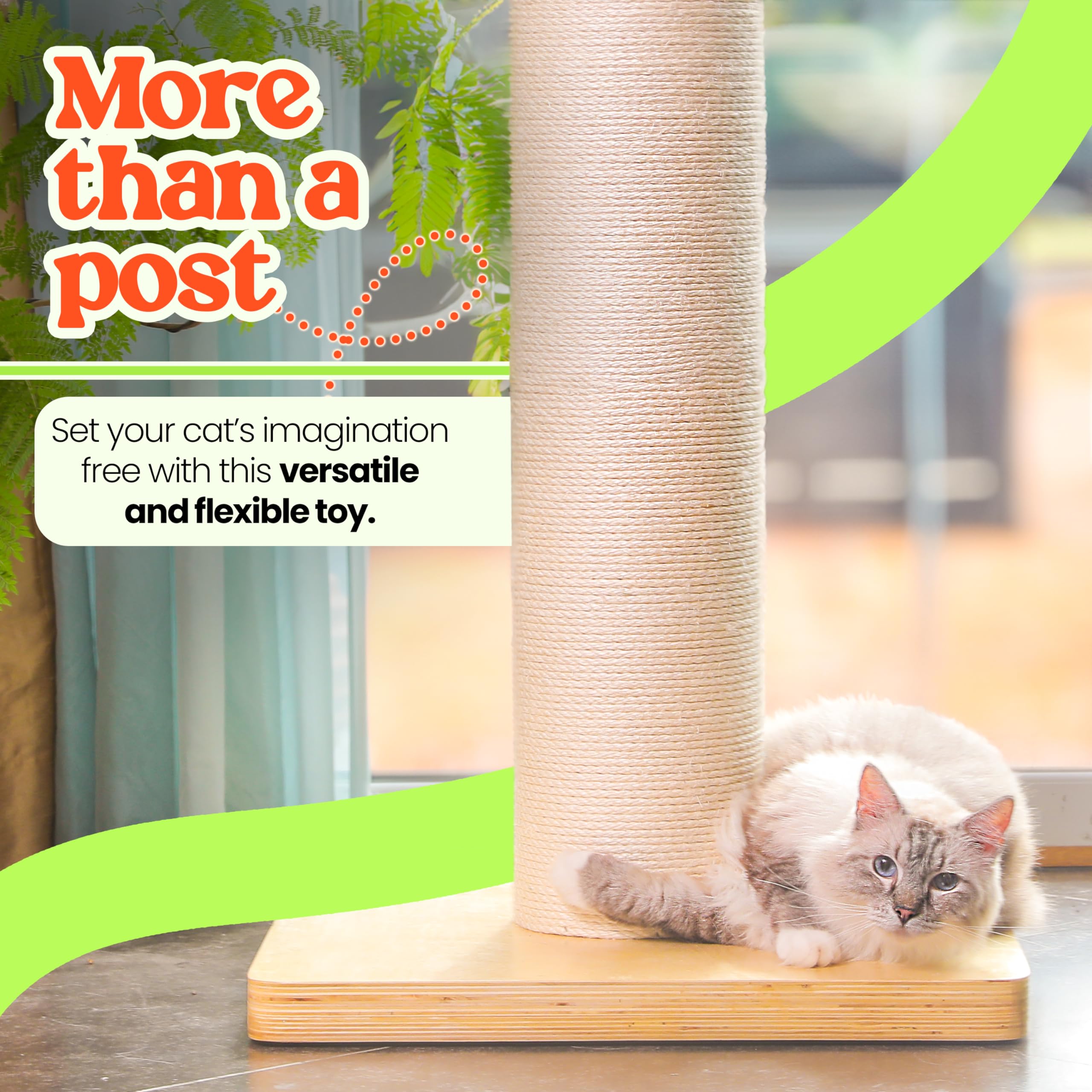 Konelcare 50'' Tall Cat Scratching Post, Extra-Large Cat Scratch Post For Biggest Cats (Maine Coon), 7.3    Thick Post, 36Lbs We