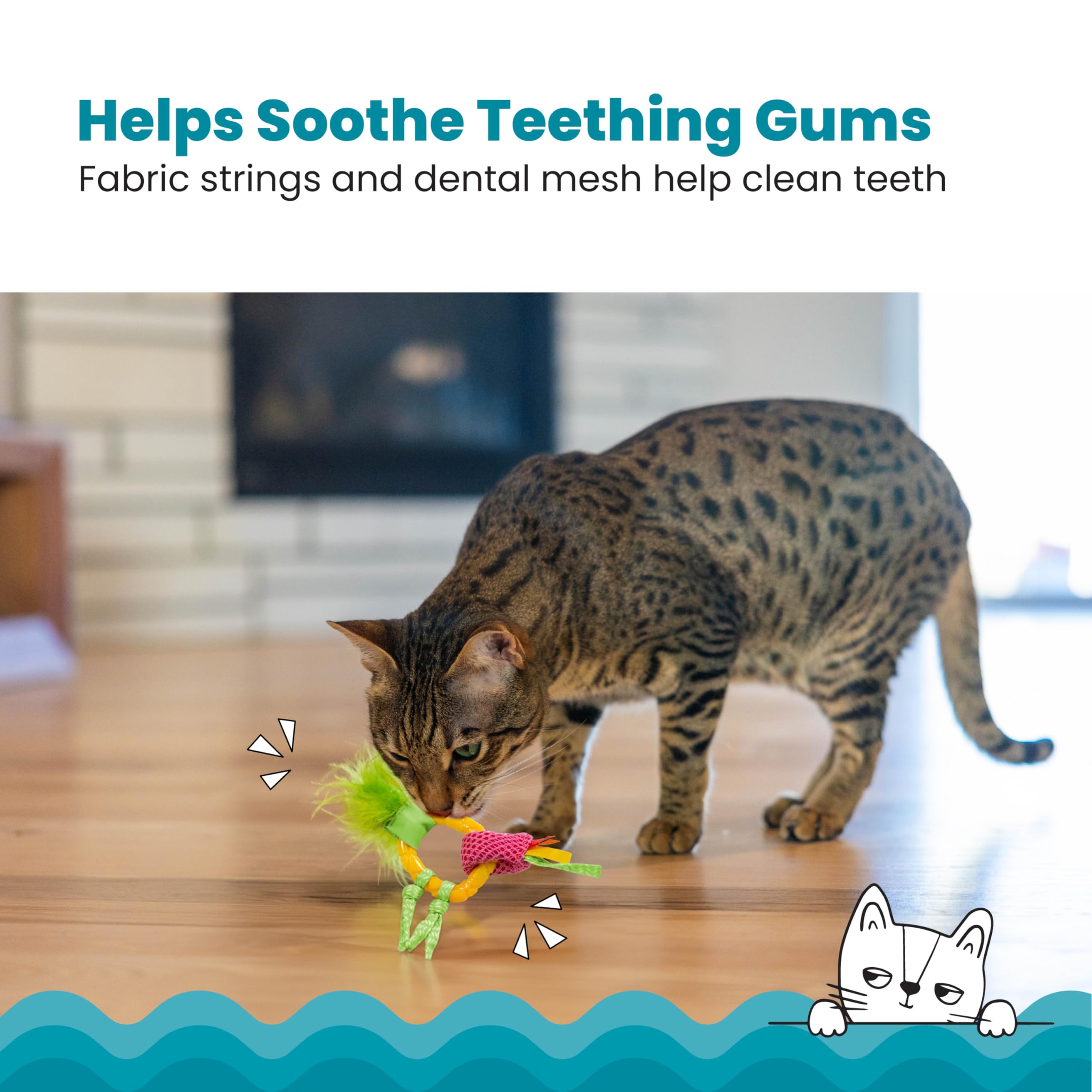 Catstages Dental Pineapple Teether - Chew Toy for Cats and Kittens - Textured Fabric and Mesh - Coated in Catnip Oil - Supports