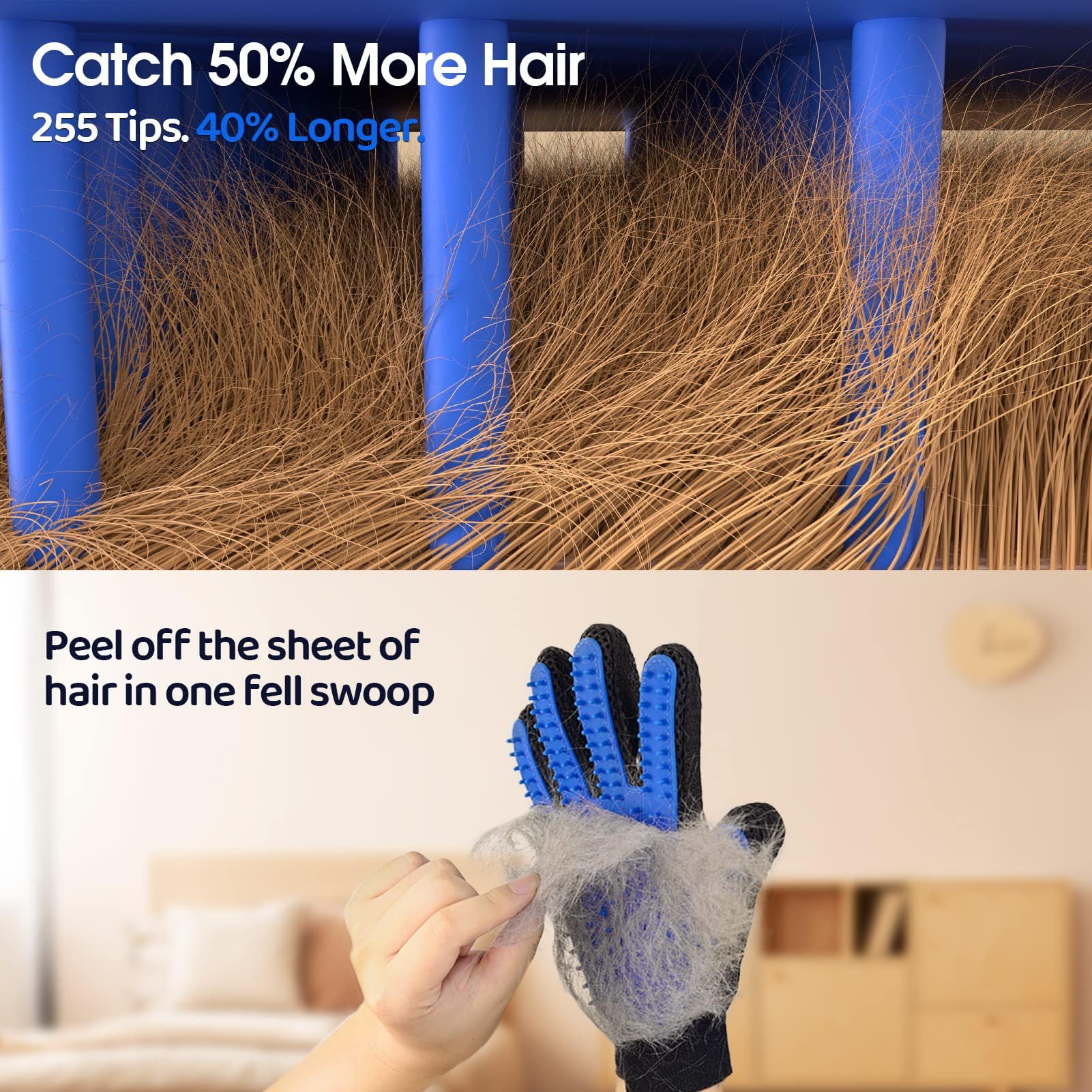 Nvnan Cat & Dog Grooming Gloves For Shedding,Pet Grooming Gloves With Vacuum,2-In-1 Deshedding Brush & Massage Mitt, Safe For Do