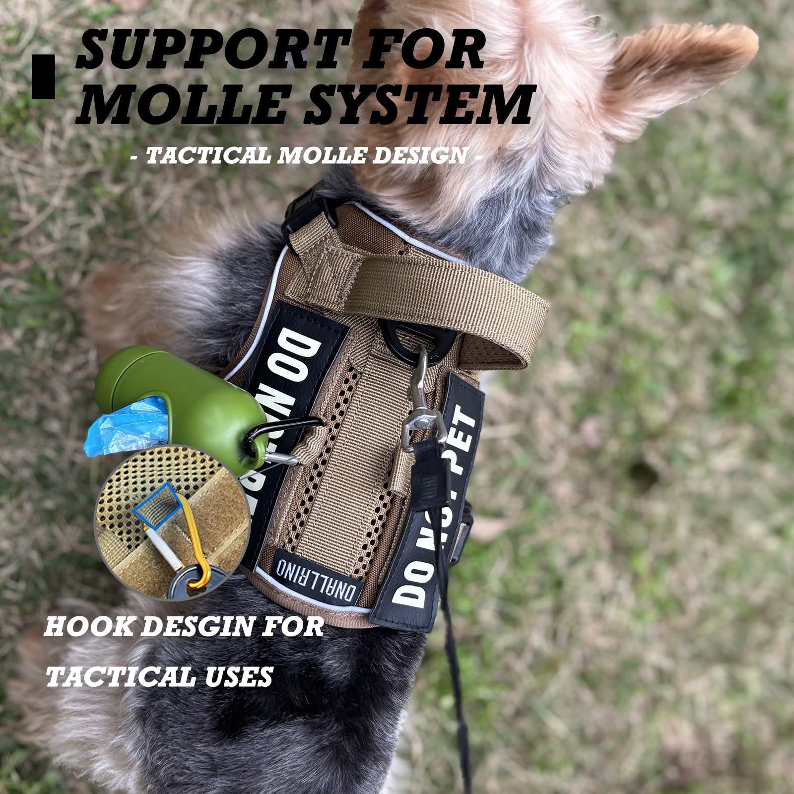 Dnallrino Tactical Dog And Cat Harness For Xxs, Xs And Small Puppy, Air Pet Vest No Pull With Reflective Do Not Pet Patches, Bre