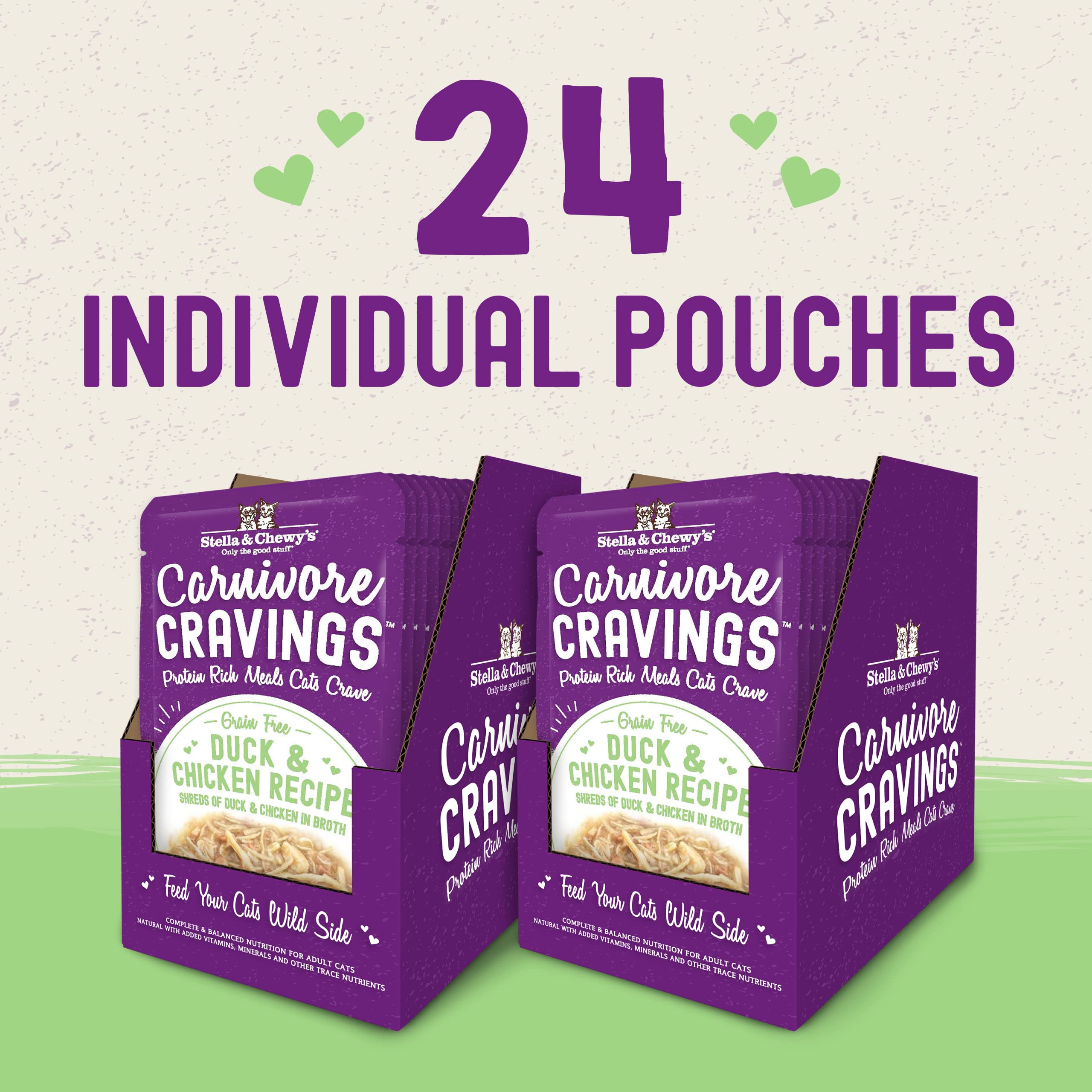 Stella & Chewy s Carnivore Cravings Wet Cat Food Pouches - Grain Free, Protein Rich Meal, Topper or Treat - Duck & Chicken Reci