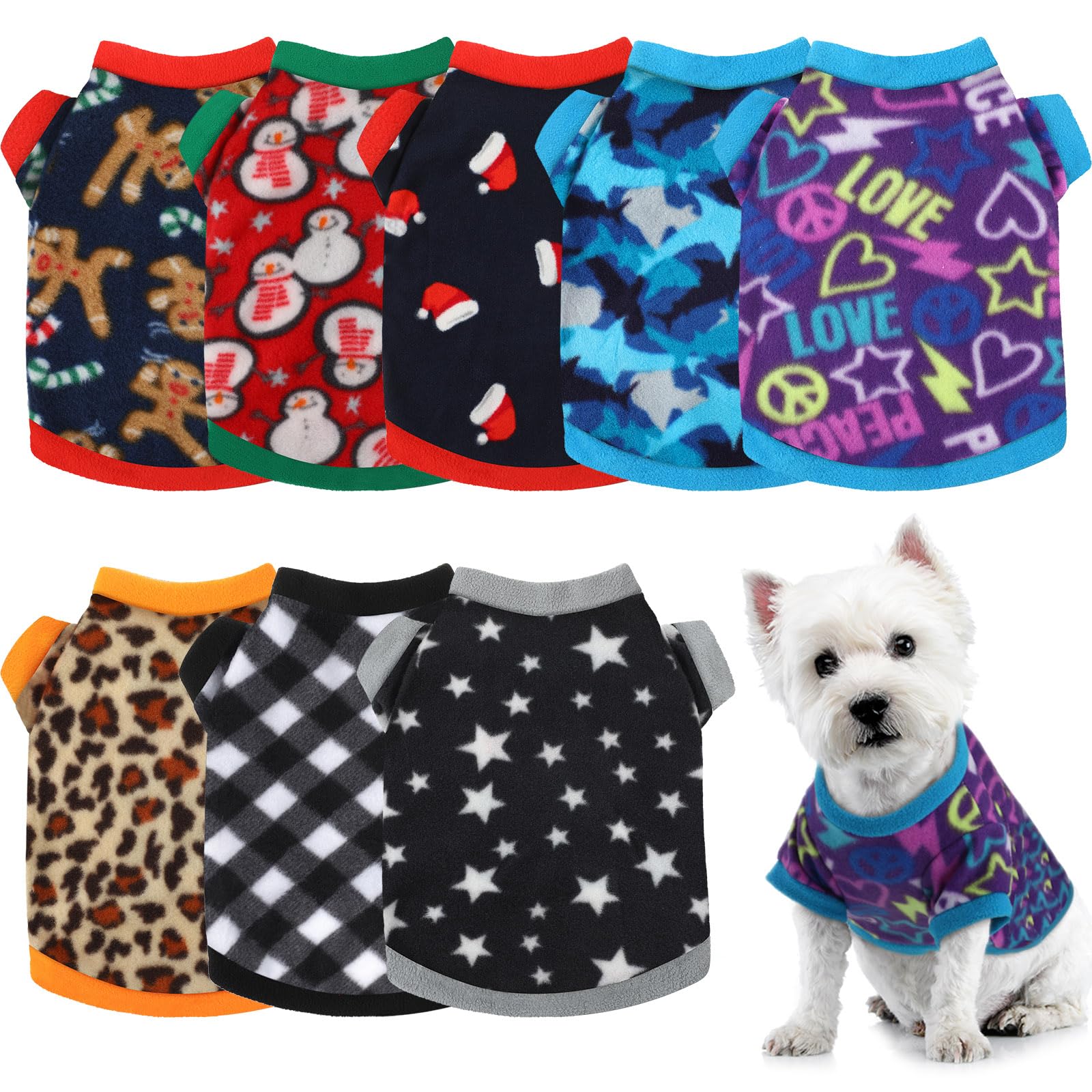 Weewooday 8 Pieces Dog Sweaters Winter Chihuahua Clothes Outfits Puppy Sweater Dog Warm Shirt Puppy Clothes For Colorful Thicken