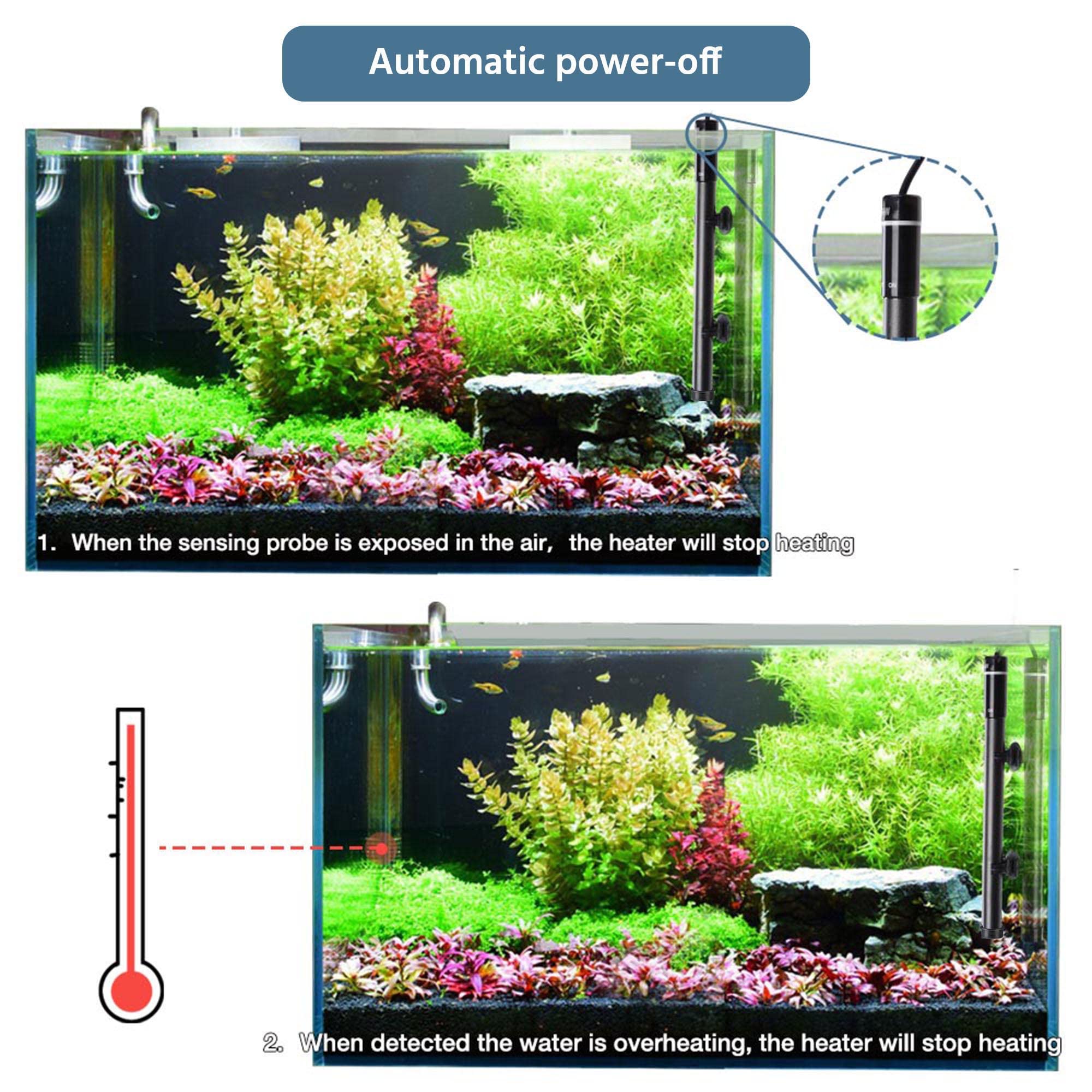 Yescom Aquarium Heater 400W Submersible Fish Tank Heater For 80 Gallon With Intelligent Lcd Temperature Display Saltwater Freshw