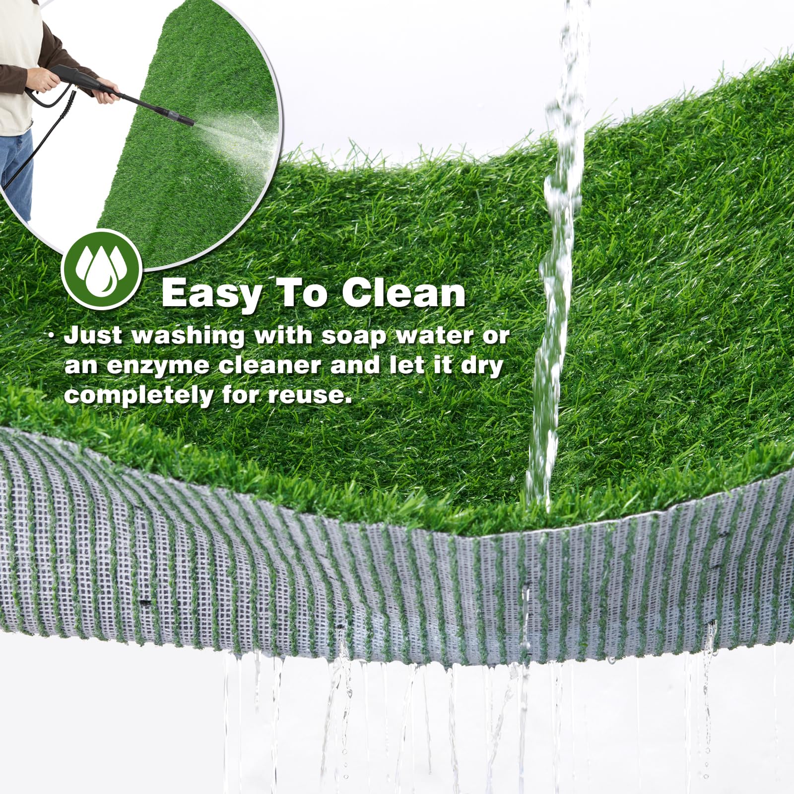 Oiyeefo Artificial Grass for Dogs, 1 Packs Fake Grass for Dogs to Pee On, Washable Reusable Dog Grass Pee Pads for Dog Potty Ind