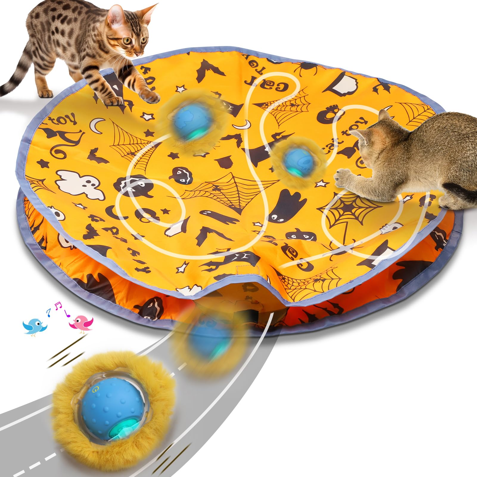 Mdupw Interactive Cat Toys Ball Rolling In The Pouch, Chirping & Motion Activated Interactive Ball Toy Begins Hide And Seek Game