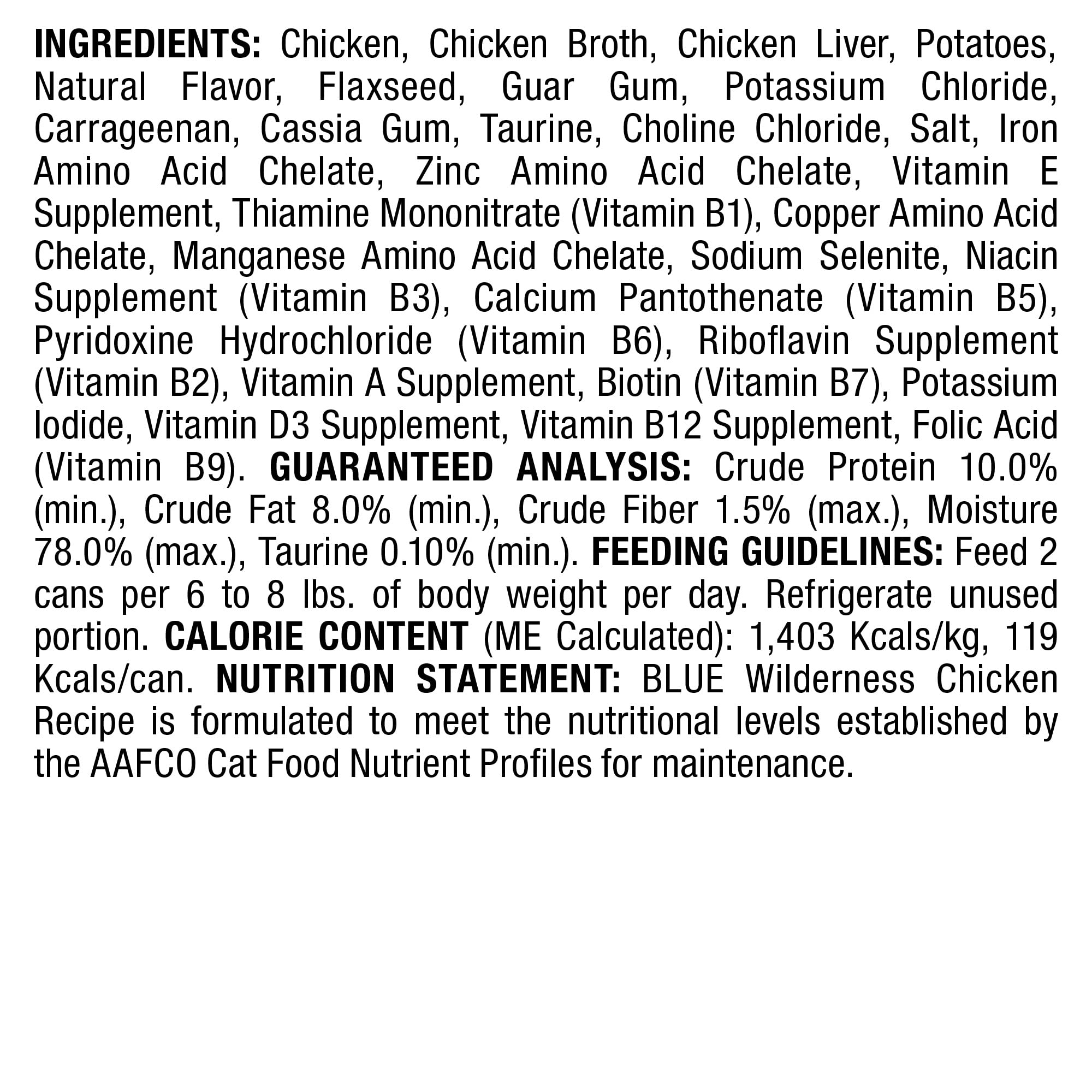 Blue Buffalo Wilderness High-Protein, Grain-Free Natural Wet Food for Adult Cats, Chicken Pat  , 3-oz, 24-pack