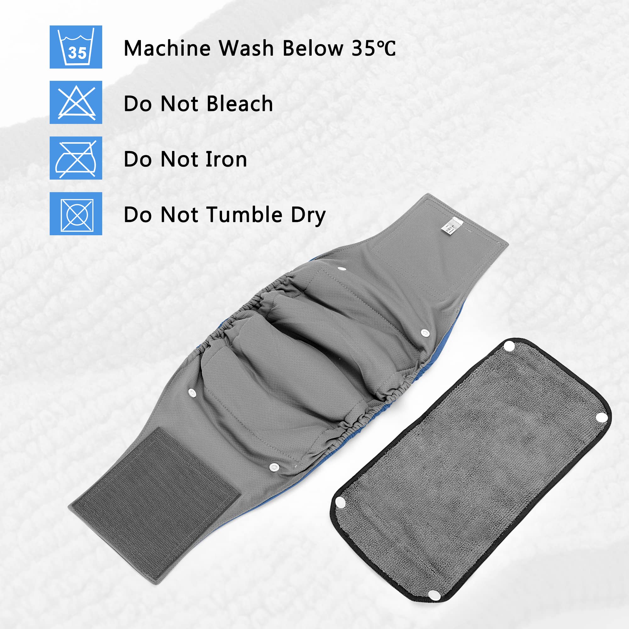 Teamoy Belly Bands For Male Dogs With Removable Pads, Reusable Washable Puppy Dog Diaper Wraps With Gray Lining(Pack Of 3),L1