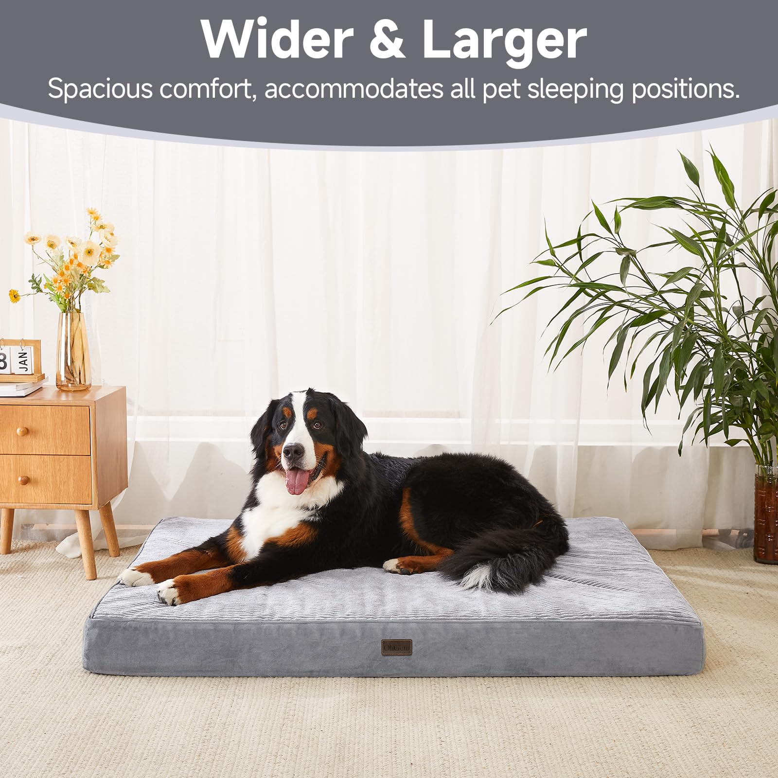 Ohgeni Orthopedic Waterproof & Machine Washable Dog Bed For Extra Large Pets, Wider & Larger Size, 25D Egg Crate Foam, Non-Slip