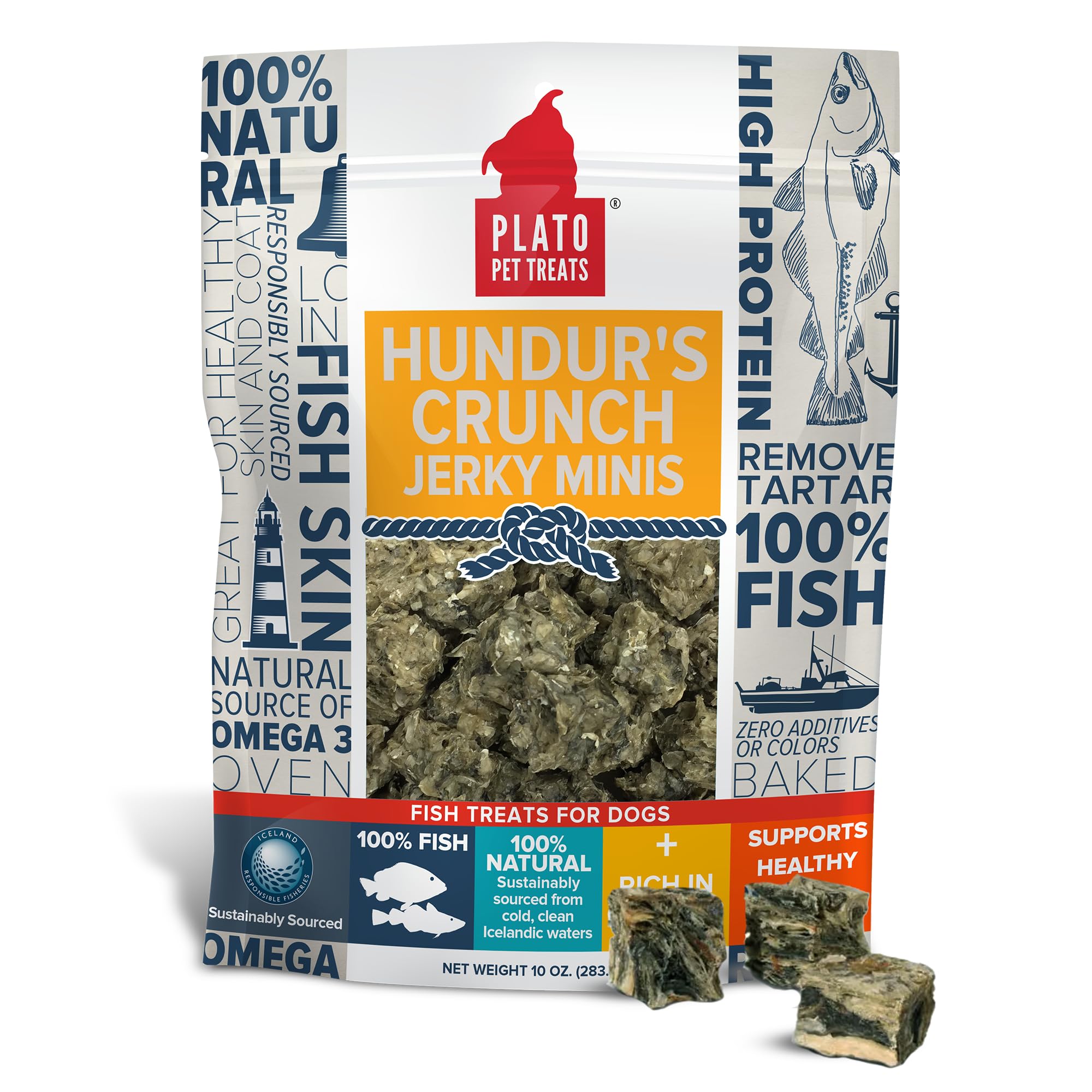 PLATO Hundurs Crunch Jerky Minis 10oz, Natural (859554001397)