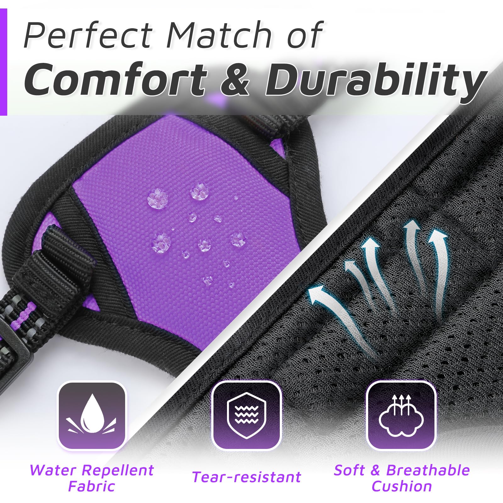 Eagloo Small Dog Harness No Pull, Service Vest With Reflective Strips And Control Handle, Adjustable And Comfortable For Easy Walking, No Choke Pet Harness With 2 Metal Rings, Purple, Xs