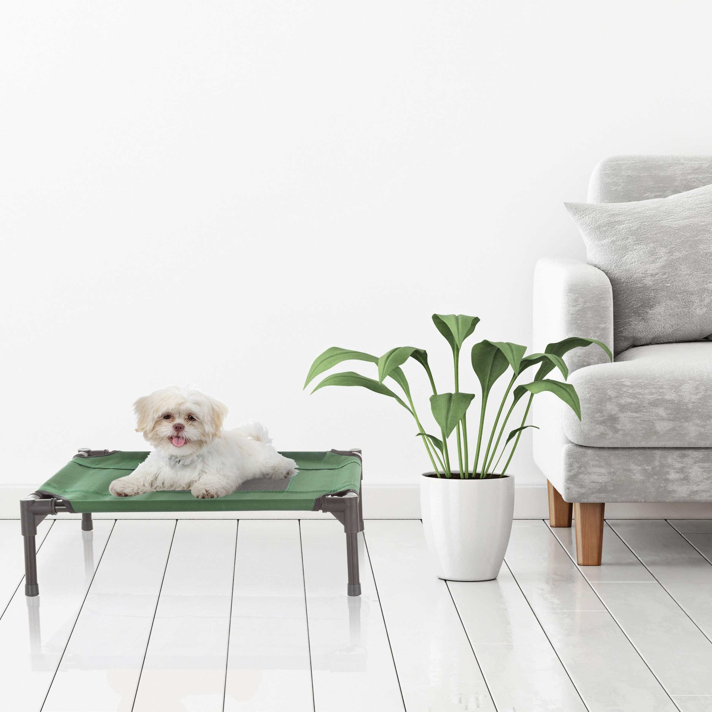 Elevated Dog Bed - 24.5X18.5 Portable Bed For Pets With Non-Slip Feet - Indoor/Outdoor Dog Cot Or Puppy Bed For Pets Up To 25Lbs By Petmaker (Green)