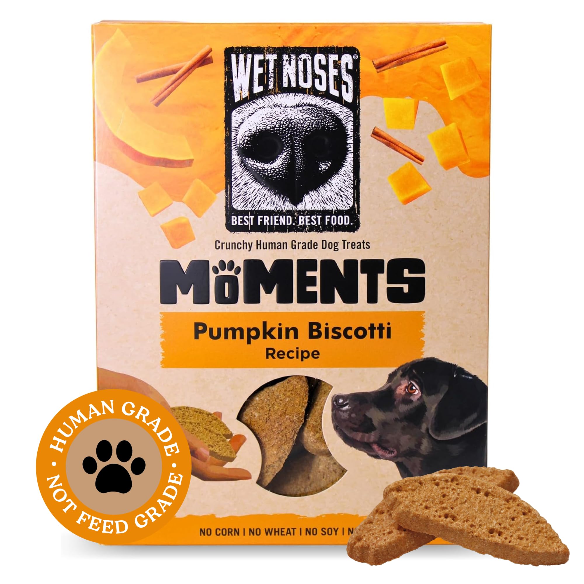 Wet Noses Moments Non-GMO Pumpkin Biscotti Crunchy Dog Treats - 14oz | No Corn, Wheat, Soy or Peas, Made with 7 Simple Ingredien