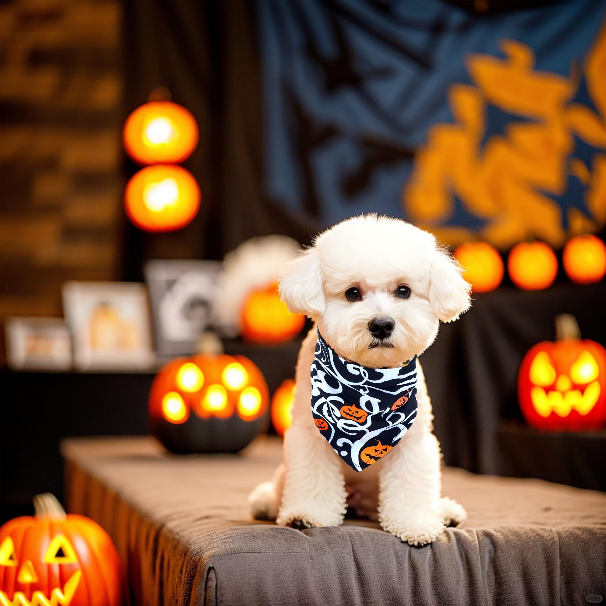 Pai Sence Halloween Dog Bandanas For Small Dogs 7 Pack Adjustable Dog Bandanas For Puppy 18 Inch Dogs Scarves For Cats Breed Gro