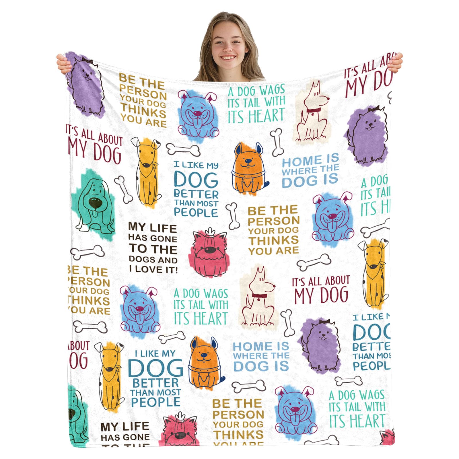 Wazzio Pet Blanket Gifts 50''X60'', Cool Dog Gifts For Dog Lovers, Ideal Pet Themed Presents For Women, Blanket For Birthday Gif