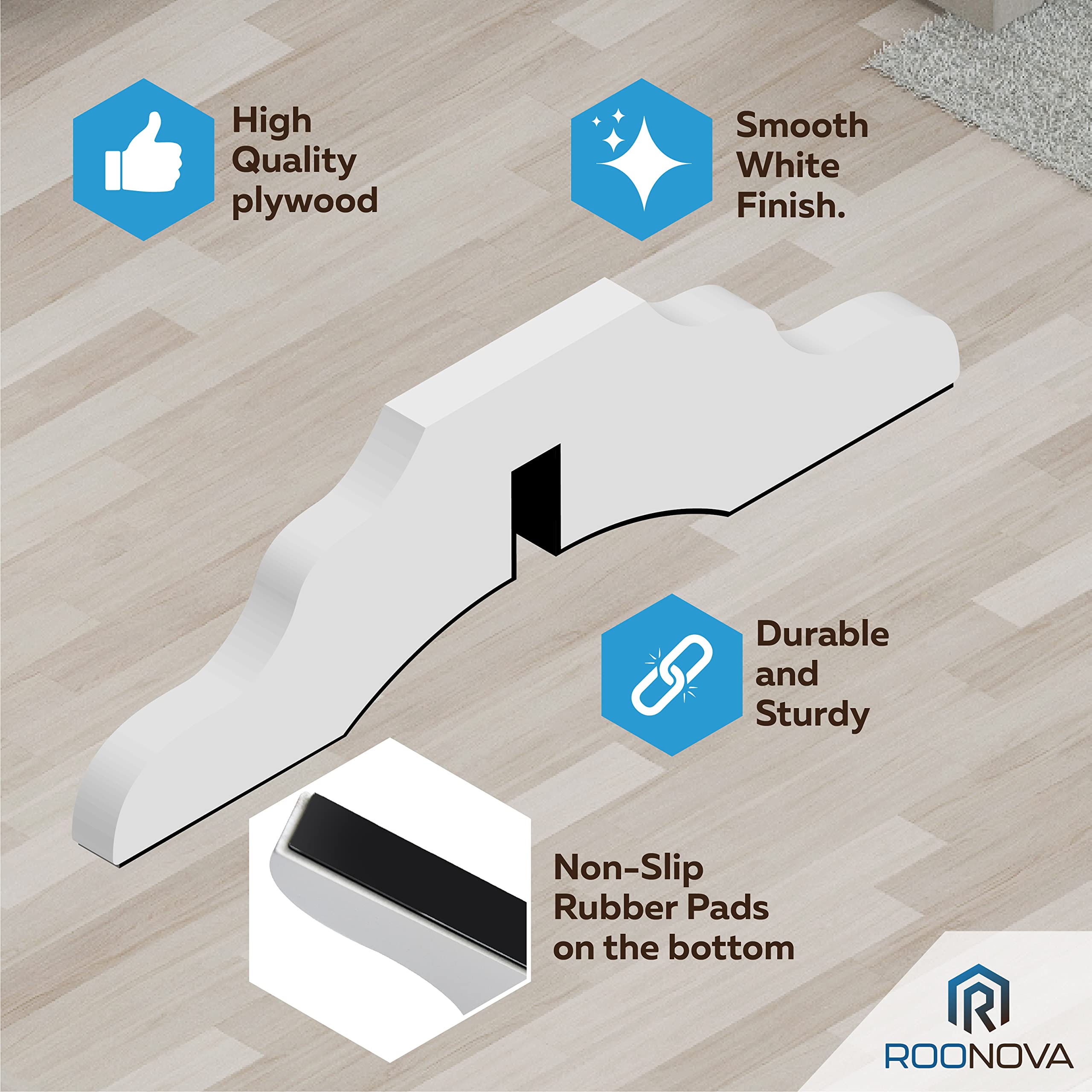 ROONOVA: 2 Pack Freestanding Pet Gate Support Feet | Indoor and Outdoor Fence Barrier and Stairs Panel Support Feet | Complete w