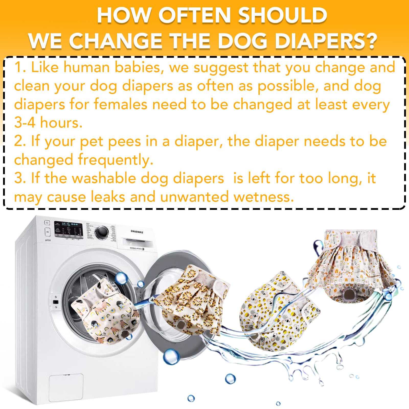 Xpcare Dog Diapers Female (4 Pack) - Washable Reusable Female Dog Diapers - Highly Absorbent Puppy Diapers For Dogs In Heat, Inc