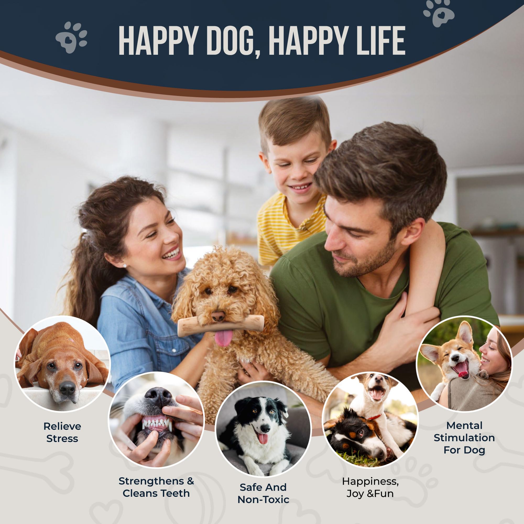 Gowgow Coffee Dog Wood Chew Stick - Real Chew Toy For Dogs - 100% Natural Puppy Chew Toys For Teething, Organic Wood Stick Helps