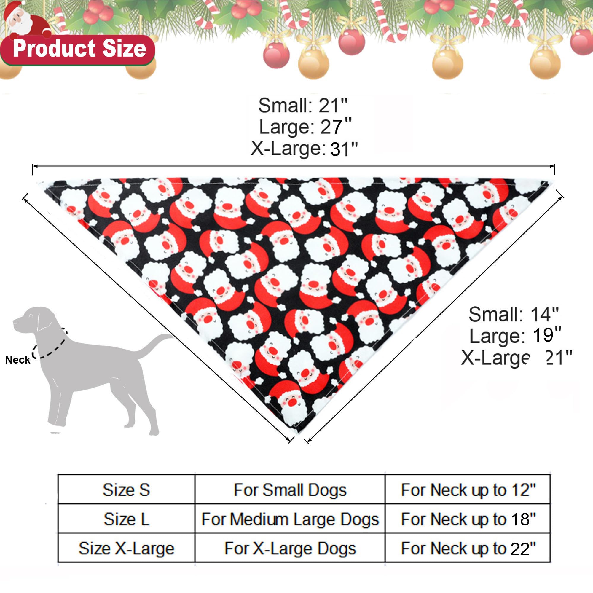 ADOGGYGO 4 Pack Dog Bandana Christmas Dog Scarf Triangle Bibs Kerchief Set Pet Costume Accessories Decoration for Large and X-La