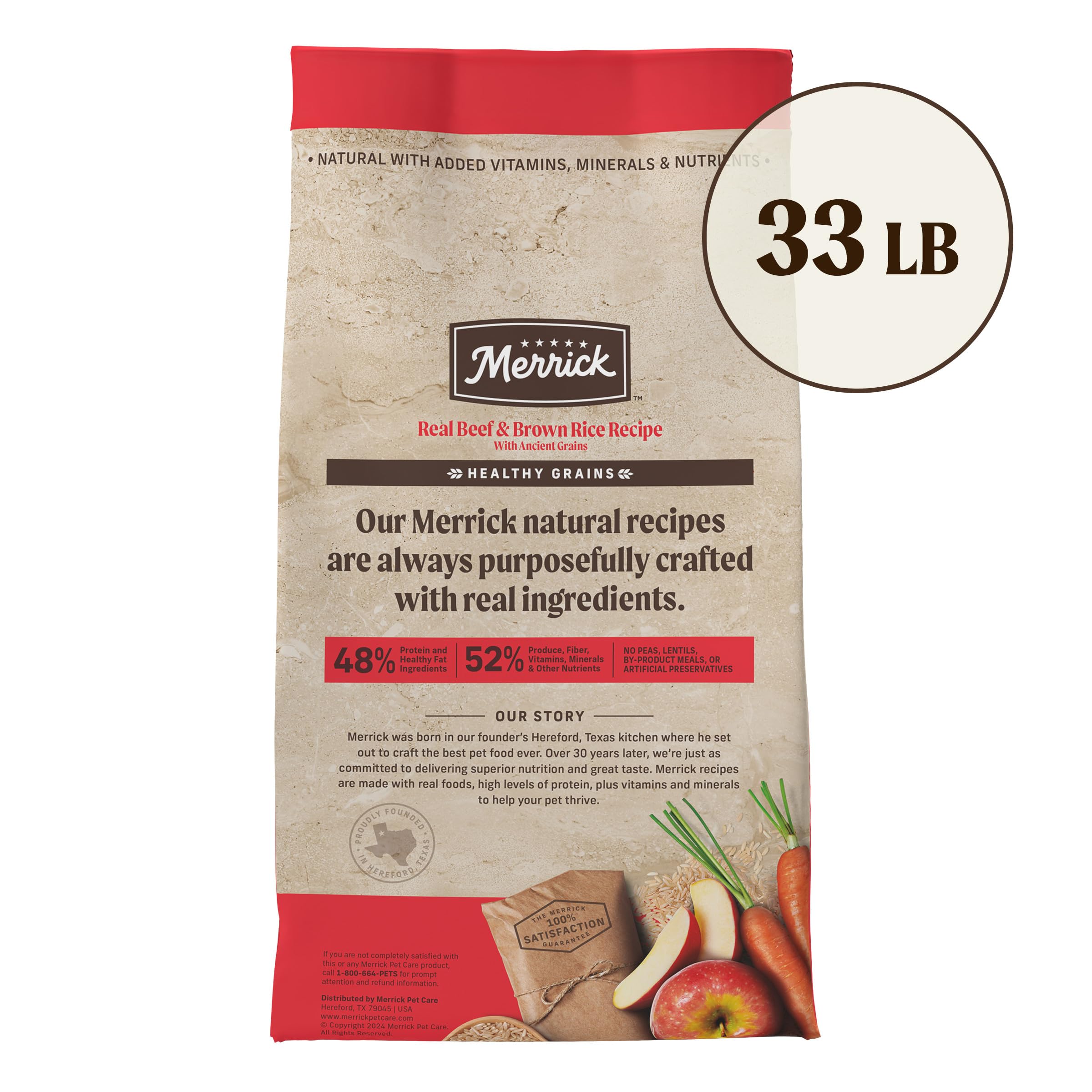 Merrick Healthy Grains Premium Adult Dry Dog Food, Wholesome and Natural Kibble with Beef and Brown Rice - 33.0 lb. Bag