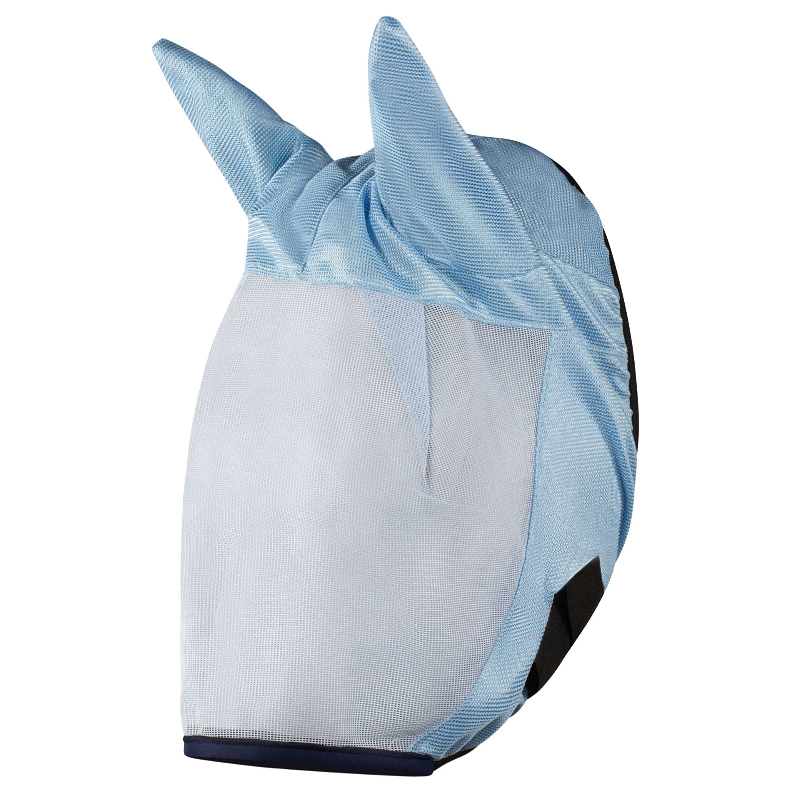 HORZE Mesh Durable Extended Protection Insect and Fly Horse Mask with Ears - Light Blue - Warmblood
