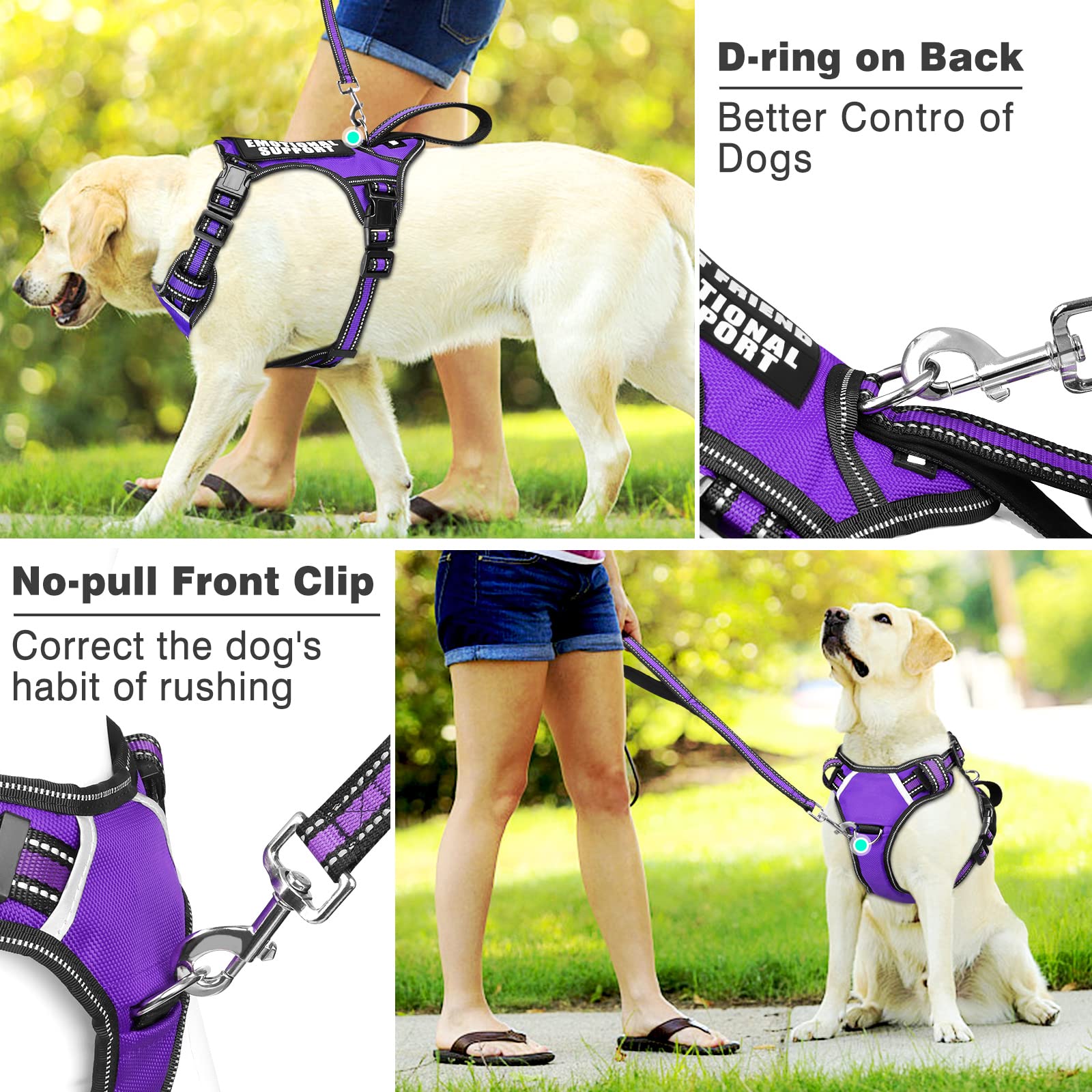Winsee Service Dog Vest No Pull Dog Harness With 7 Dog Patches, Reflective Pet Harness With Durable Soft Padded Handle For Puppi