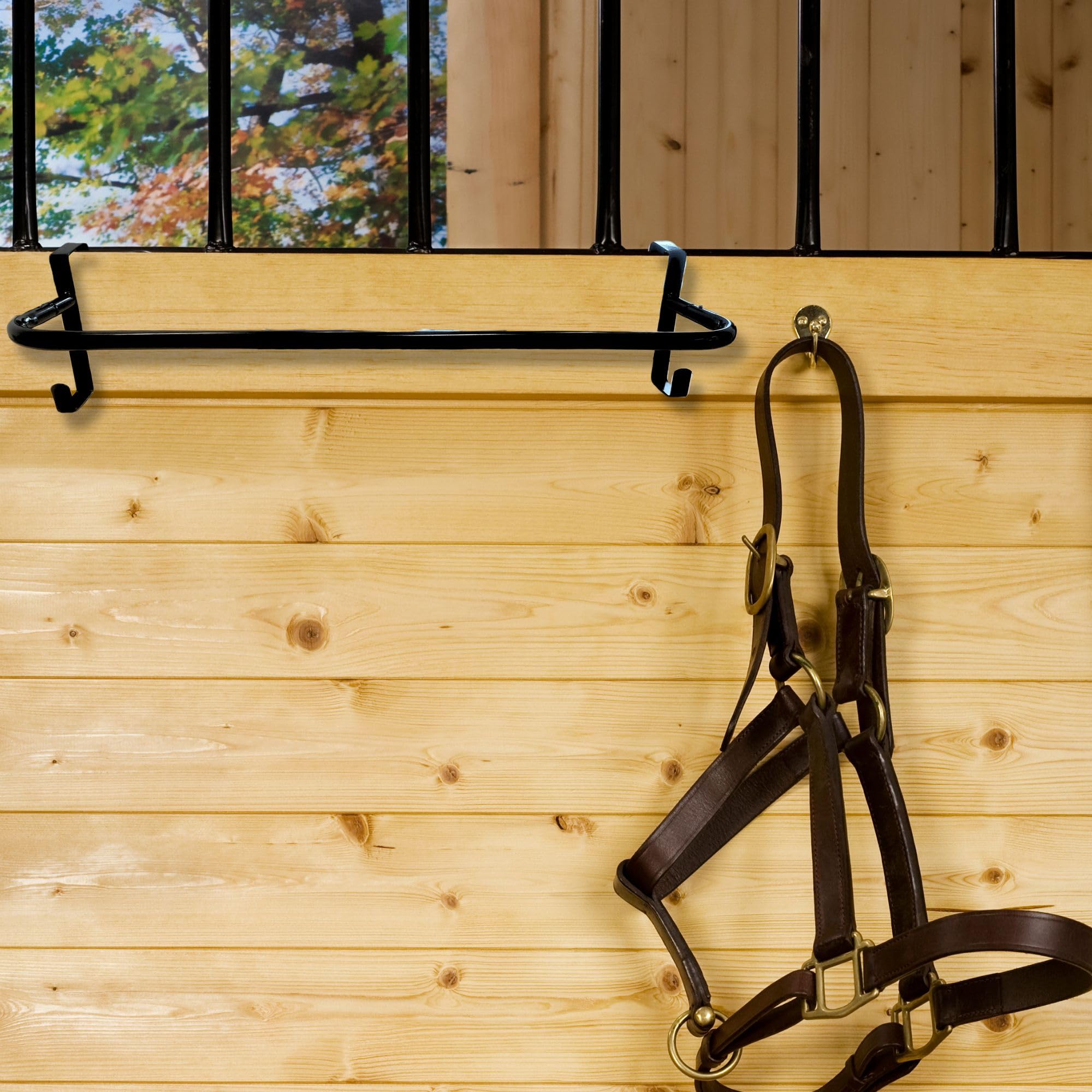 Intrepid International Portable And Adjustable Blanket Bar - Horse Blanket Rack, Saddle Blanket Bar With Bridle Hooks, Organize