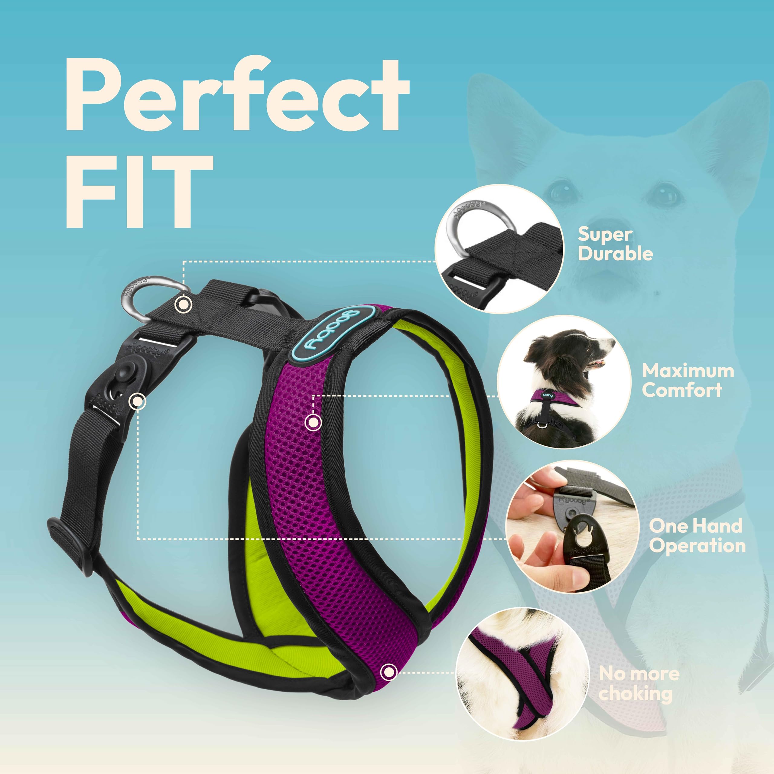 Gooby Comfort X Harness Dual Snap Mesh In Dog Harness - Violet, X-Large