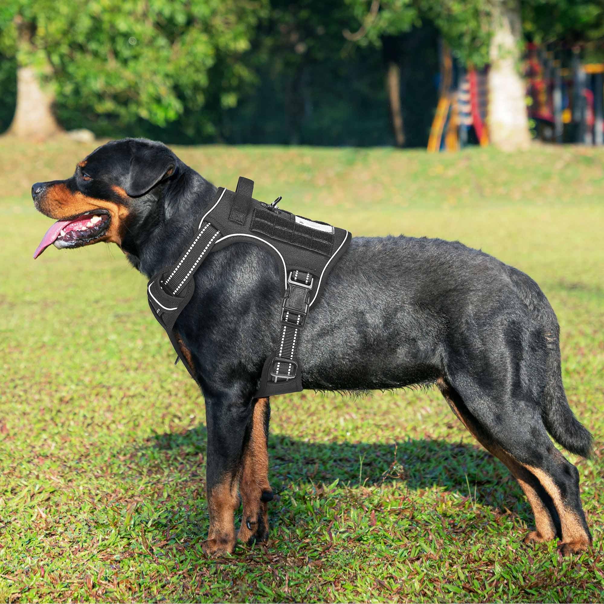 Beebiepet Heavy Duty Tactical Dog Harness For Large Dogs, No Pull Adjustable Pet Harness Reflective Service Training Easy Contro