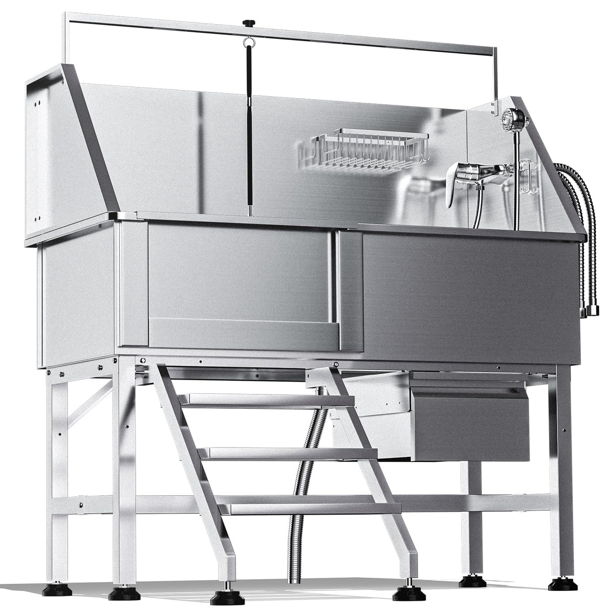 Dytrend Dog Washing Station For Home, Professional 46'' Stainless Steel Dog Bathing Station, Height Adjustable Dog Grooming Tub 