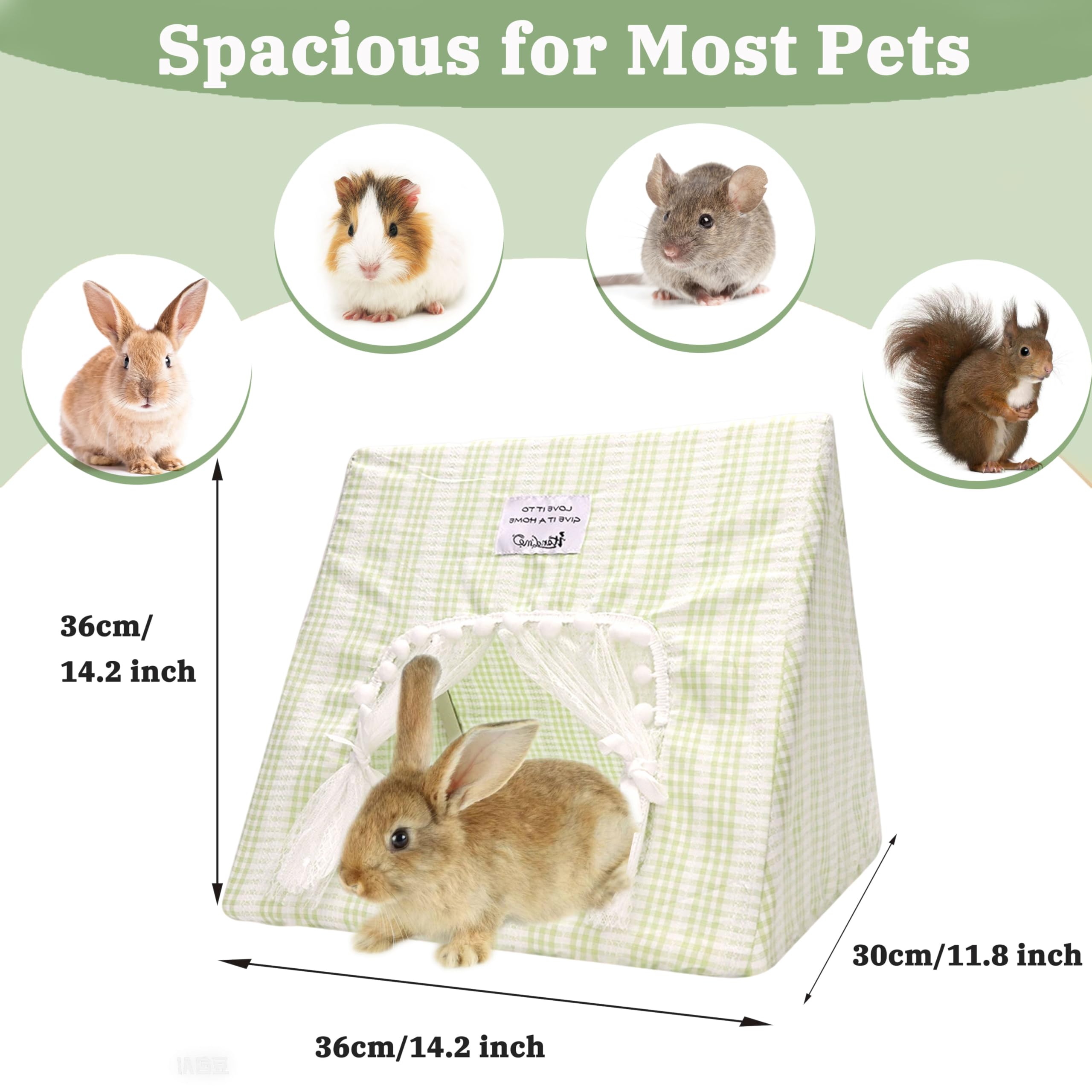 Guinea Pig Hideout Large With Curtain, Bunny Hideout, Machine Washable Guinea Pig Hide Tent Houses & Habitats, Small Animal Hide